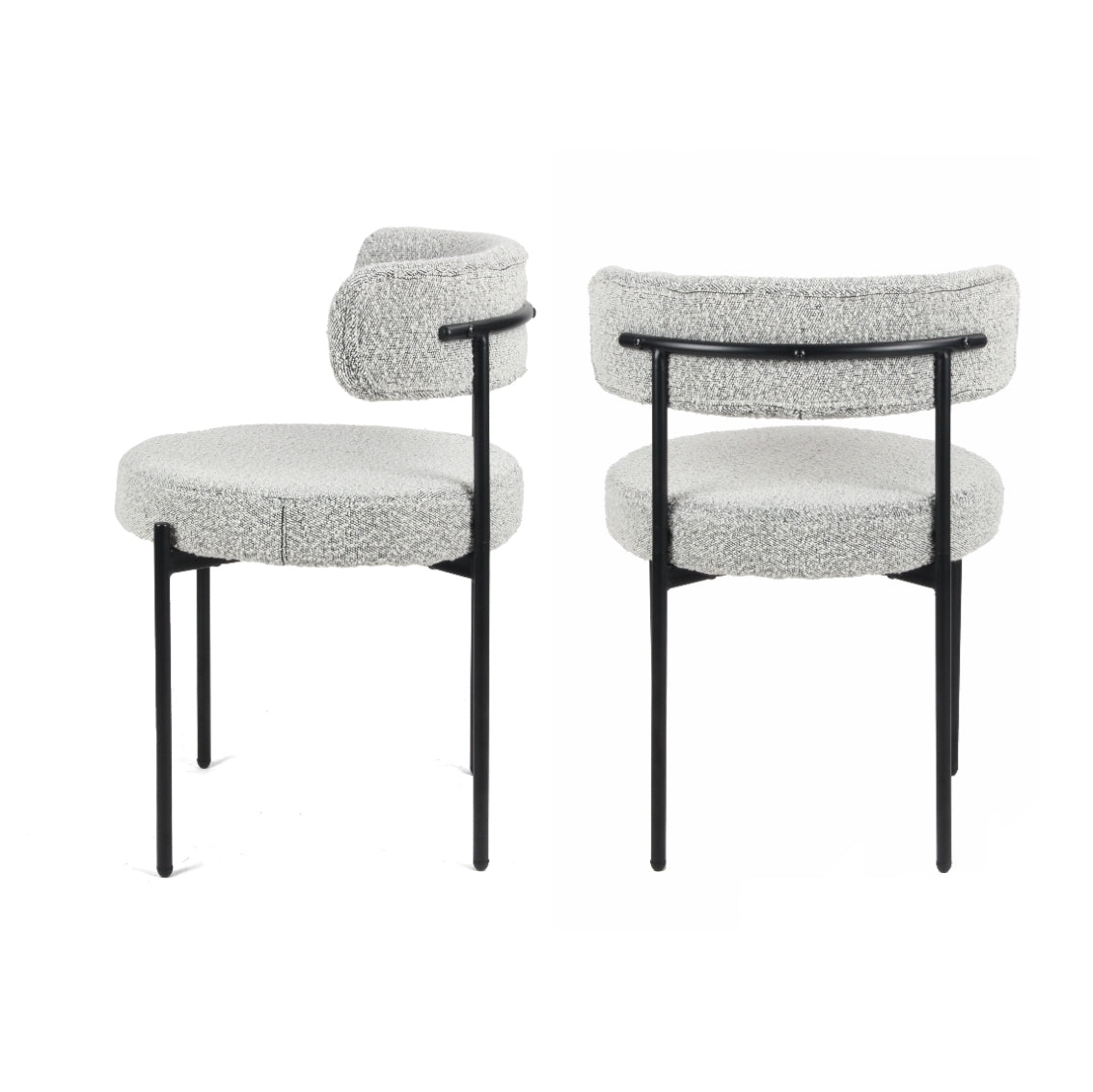 Roundhill Furniture Burbank Modern Round Boucle Dining Chairs, Set of 2 - Mid Century Style Upholstered Seating for Kitchen, Dining Room & Breakfast Nook - Comfortable & Stylish Home Decor