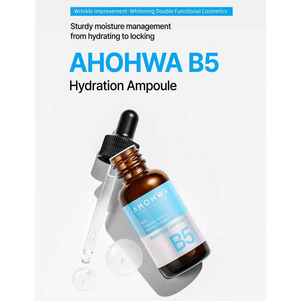 AHOHWA B5 Hydration Ampoule 30ml - Soothing & Moisturizing Facial Serum for Dry Skin | Perfect for Daily Skincare Routine & Post-Treatment Care
