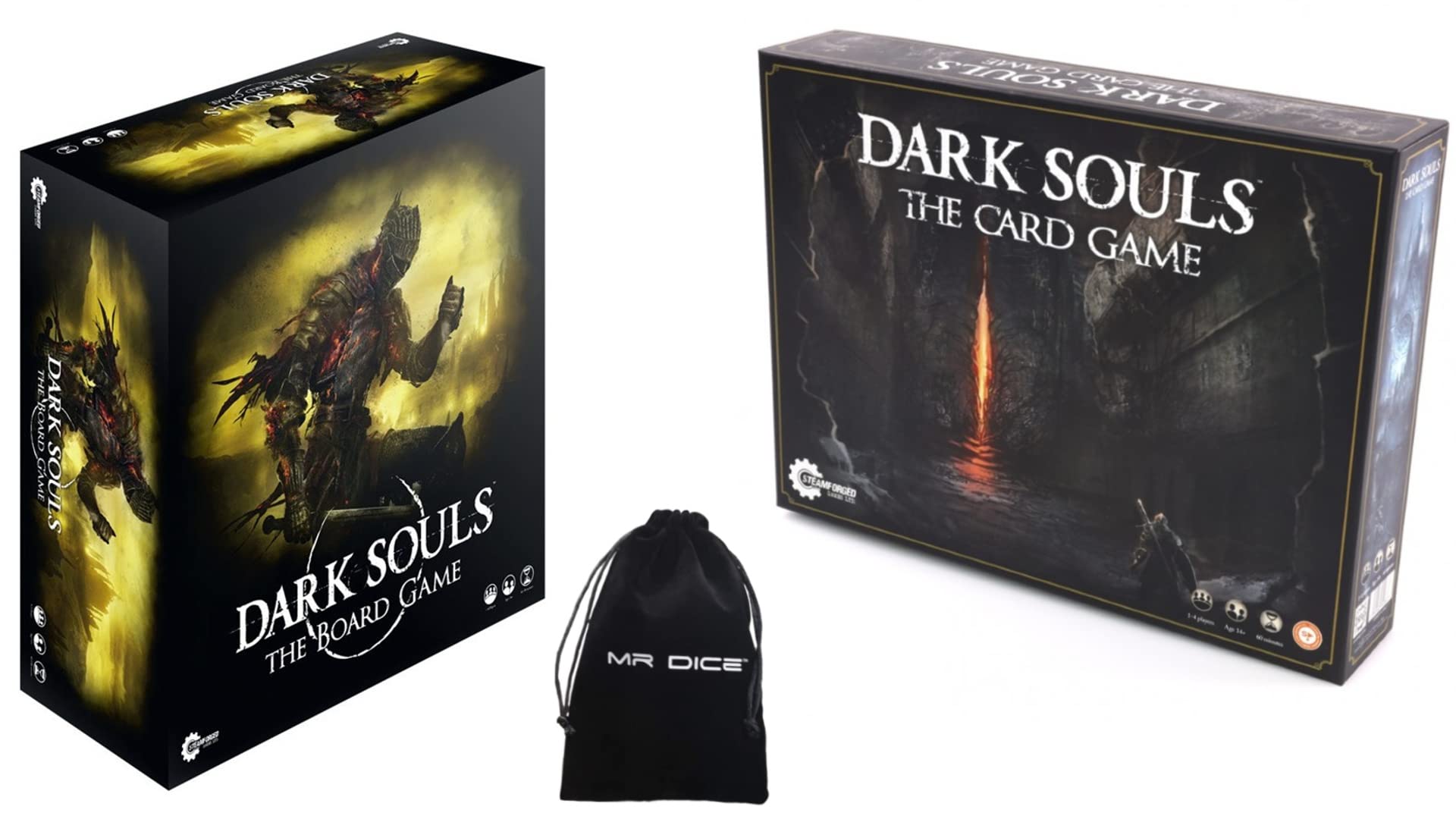 Dark Souls Board Game & Card Game Bundle with Mr Dice Drawstring Bag - Epic Fantasy Tabletop Adventure for Game Nights & RPG Enthusiasts