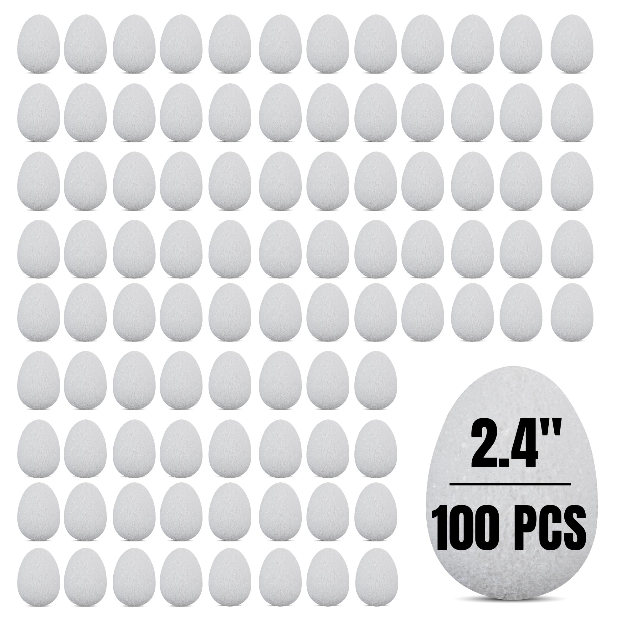 100 Pcs White XPS Foam Easter Eggs for DIY Crafts - 1.75