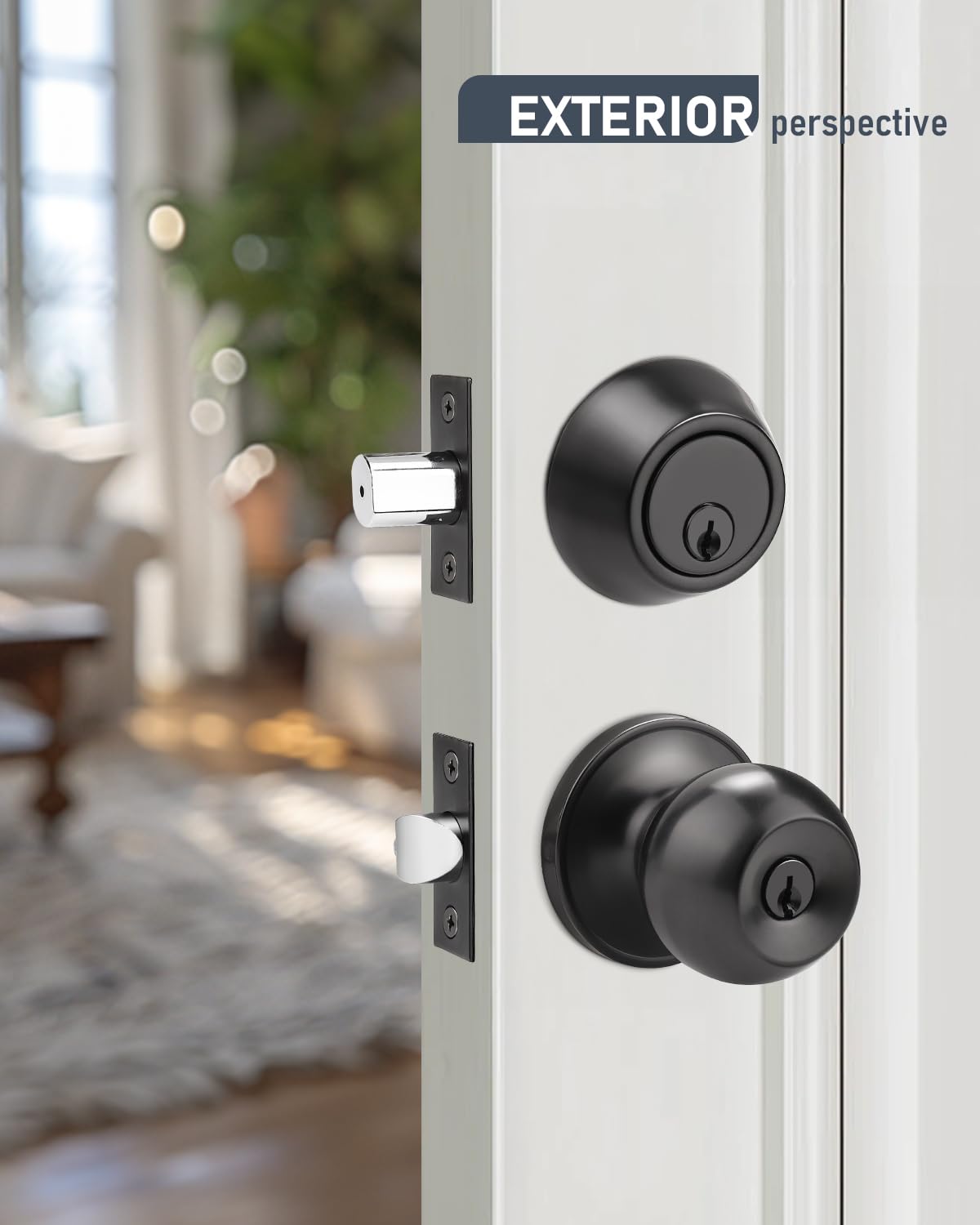 6 Pack Matte Black Entry Door Knob Lockset & Single Cylinder Deadbolt Combo Set - Keyed Alike Exterior Knob Lock & Deadbolt for Front Doors, Gates & Security Doors | Perfect for Home, Office & Apartment Security