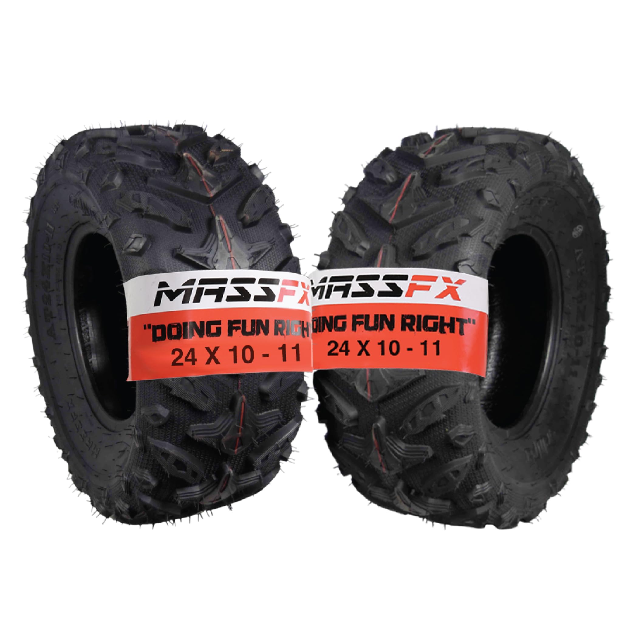 MASSFX Grinder 24x10-11 Rear ATV Tire - 6-Ply Durable Off-Road Tires with Chip & Tear Resistance | Micro Tread Technology for Soft & Hard Terrain | 2-Pack Set for Trail Riding & Mud Adventures