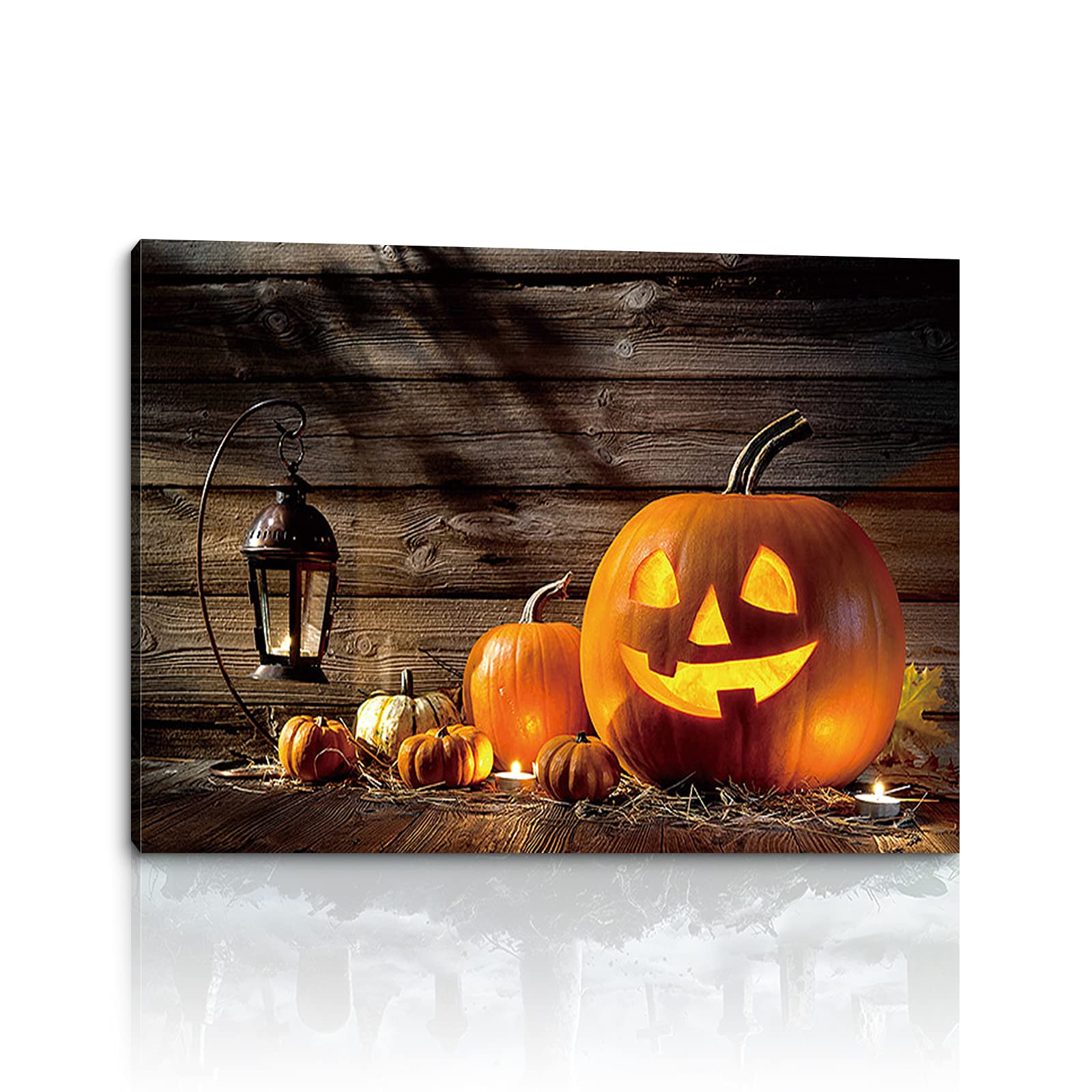 Halloween Pumpkin Fire Canvas Wall Art Print - Modern Spooky Decor for Bedroom, Living Room & Home Aesthetics | Perfect Halloween Gift & Seasonal Decoration