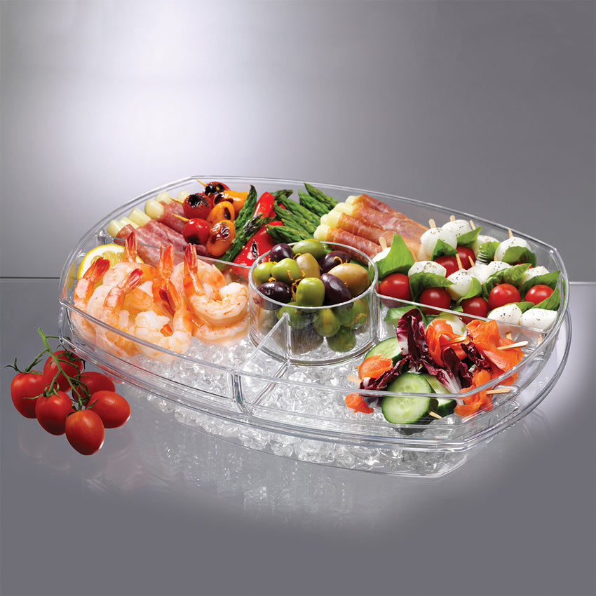 Fox Run Flip Lid Appetizer Tray with Ice - Perfect for Charcuterie, Cheese & Cold Food Serving at Parties, Picnics & Entertaining