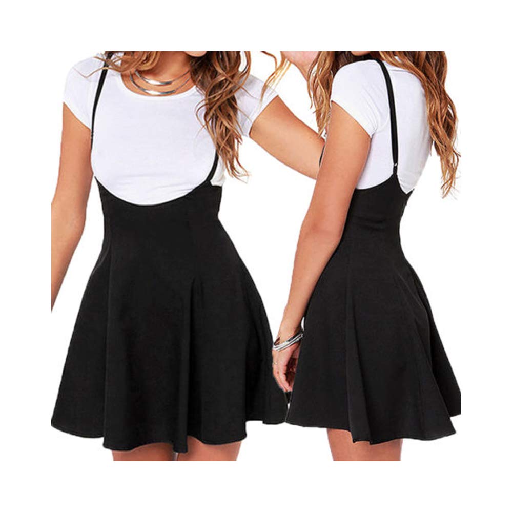 Women's High Waist Suspender Pleated Skirt - Casual School Style A-Line Skirt with Adjustable Straps for Girls & Teens | Perfect for School, Dating, Parties & Everyday Wear