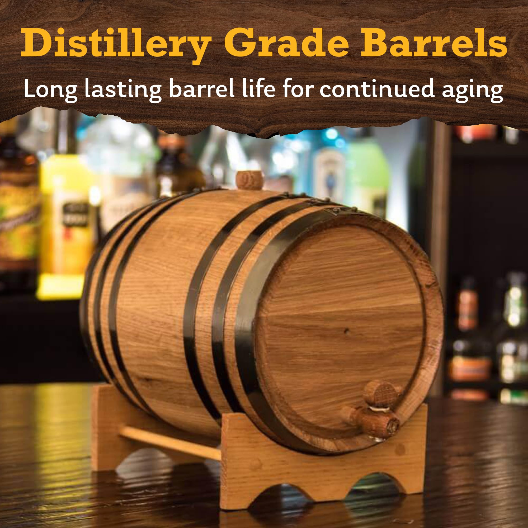 Custom Engraved 10 Liter Oak Barrel for Aging Whiskey, Rum, Tequila & Wine - Charred American Oak Barrel for Home Distilling & Personalized Gifts - Perfect for Whiskey Lovers & Home Brewing Enthusiasts