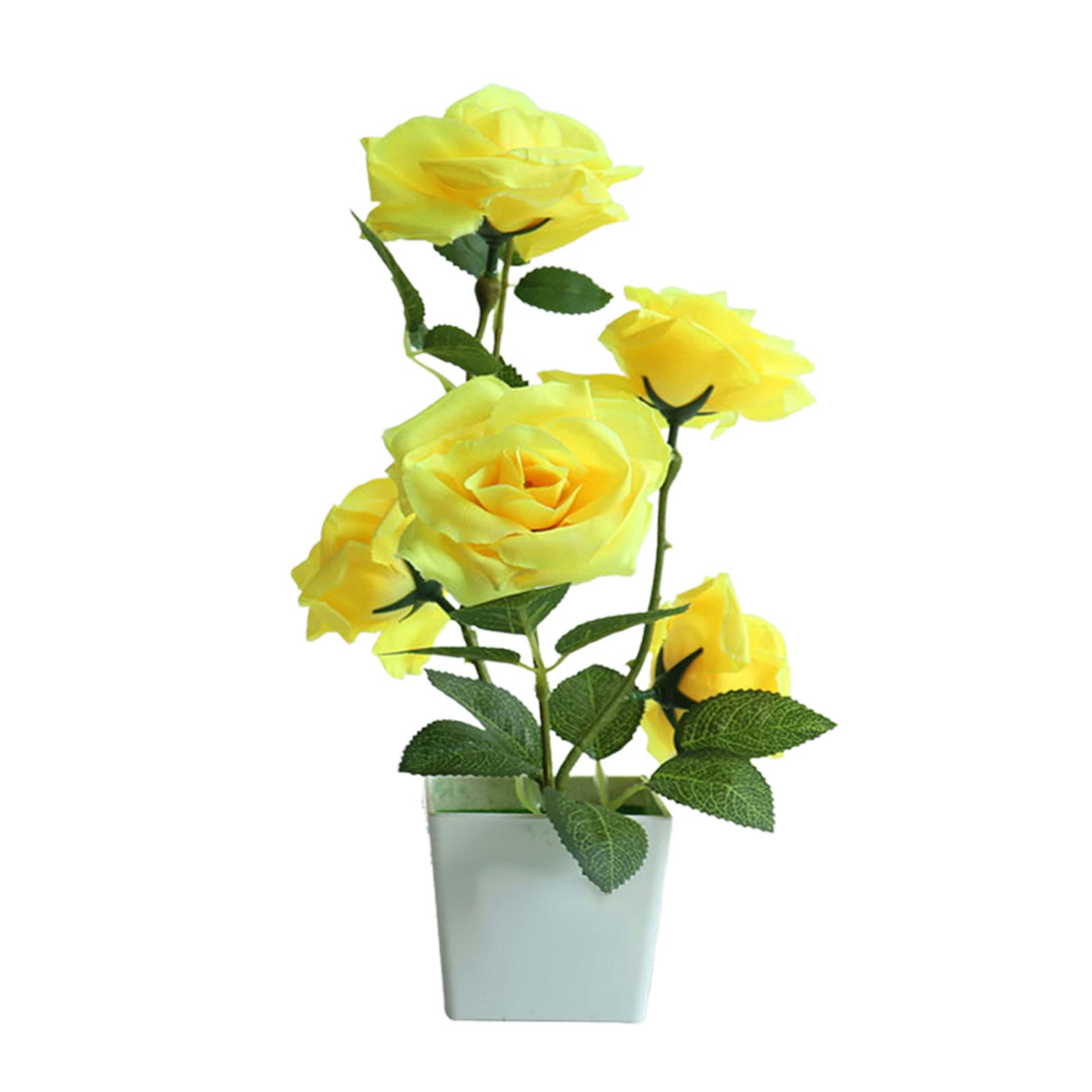 Grey990 Artificial Rose Plant Pot - Faux Silk Flower in Grey for Home Decor, Indoor & Outdoor Fake Potted Plants - Perfect for Living Room, Office Desk, Wedding Centerpiece & Landscaping Decorations