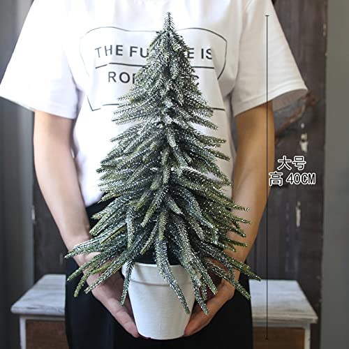 Mini Christmas Tree Decor - 40x20cm White Artificial Potted Tree for DIY Home, Office & Holiday Decoration | Perfect for Desktop, Living Room & Christmas Party | Festive Decor, Gift Idea & Seasonal Centerpiece