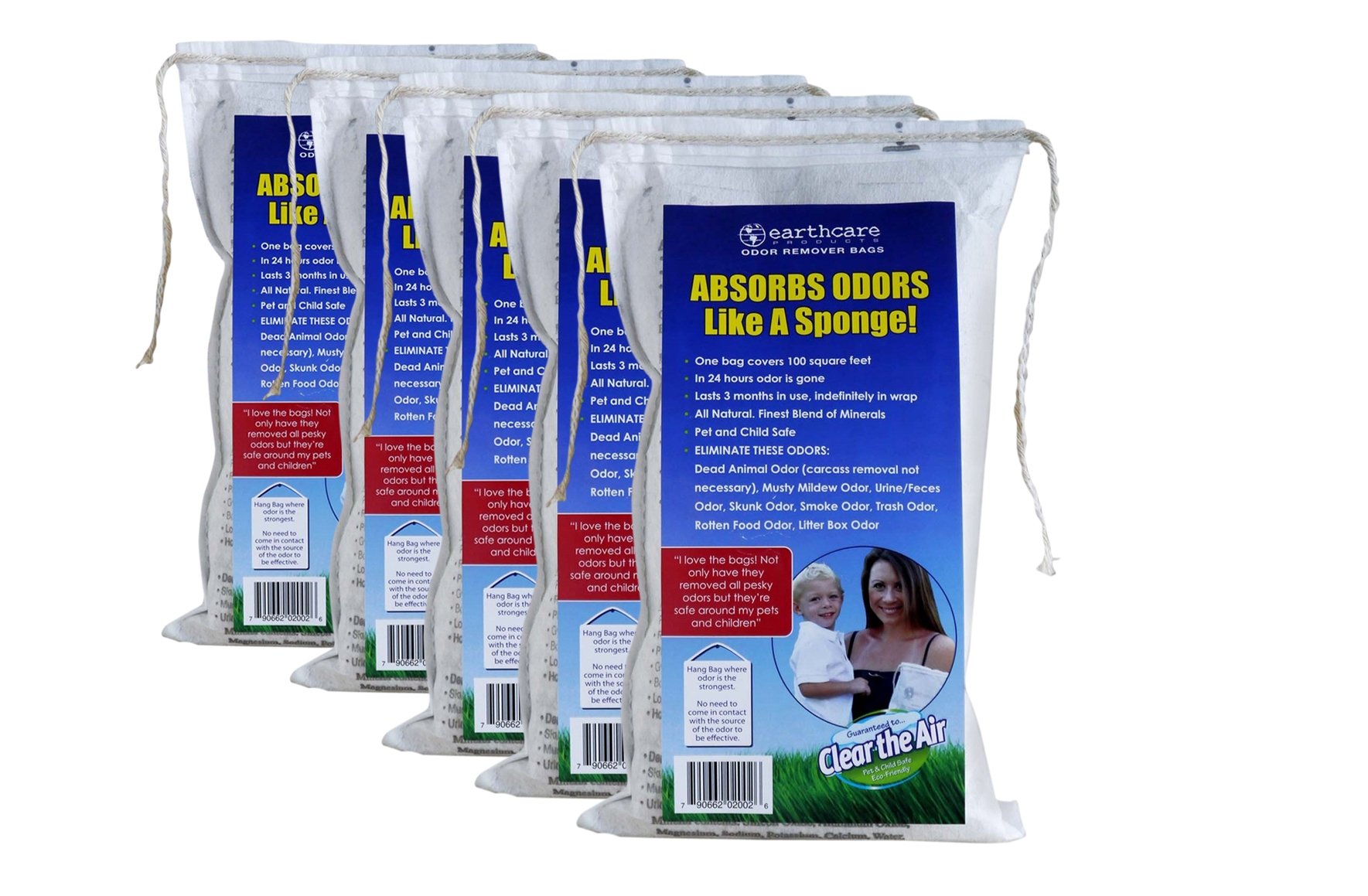 5-Pack Odor Eliminator Bags - Remove Pet Smells, Stinky Shoes & Bad Odors | Perfect for Closets, Cars & Litter Boxes