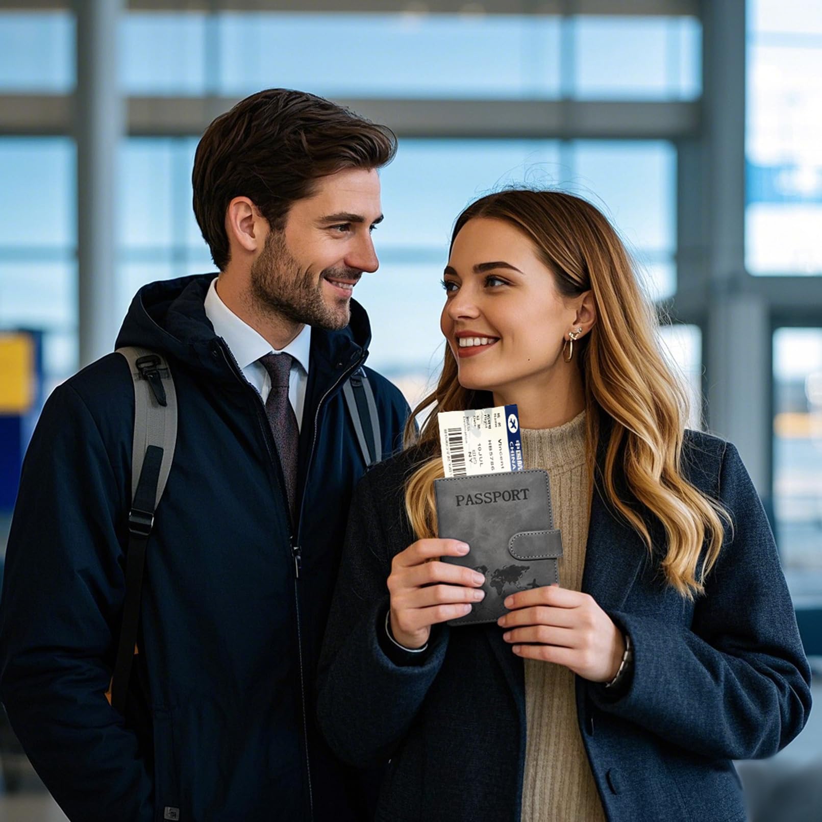 RFID Blocking Passport Holder for Travel - 2 Pack Leather Passport Cover for Women & Men - Perfect for Airports, Vacations & International Trips