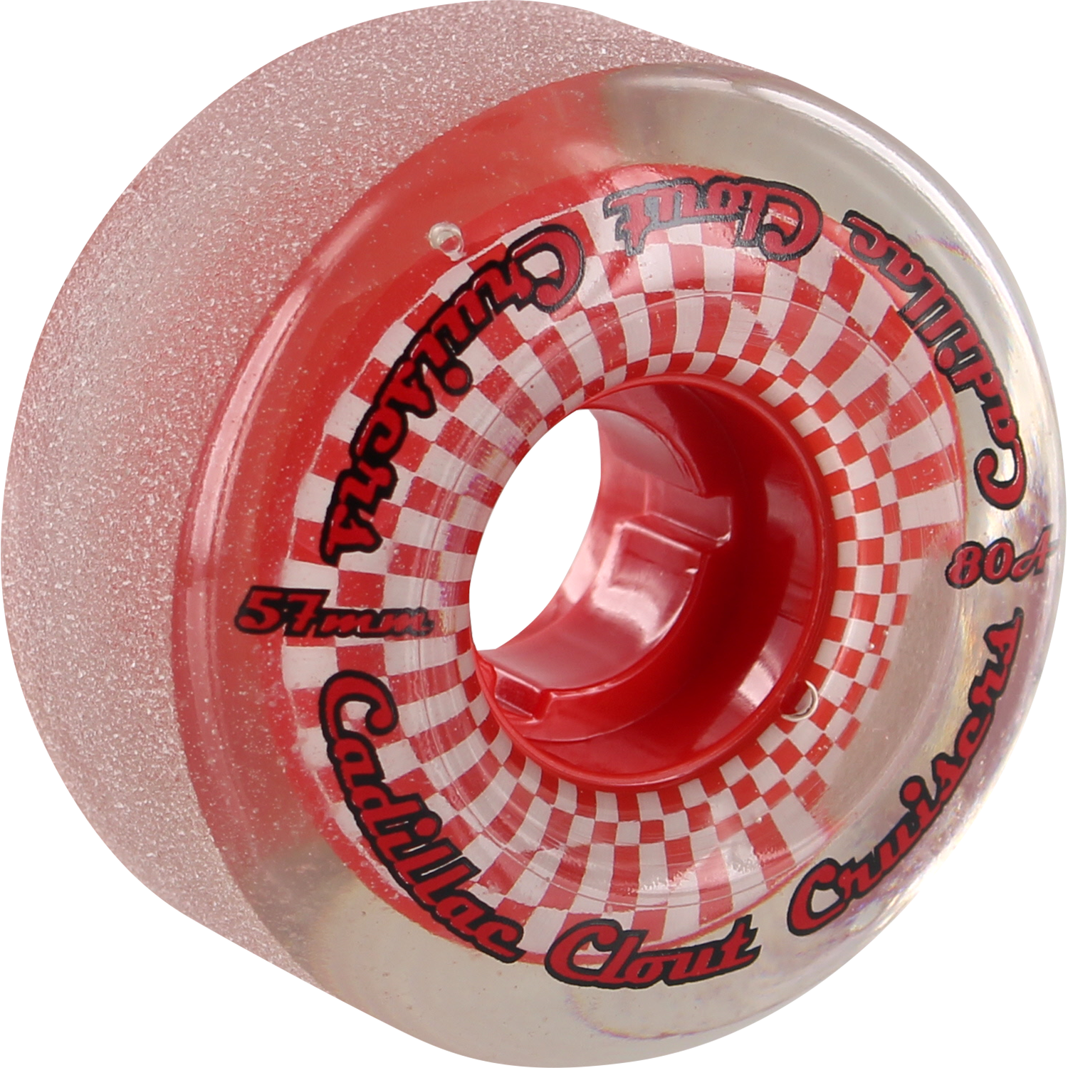Cadillac Clout Cruisers 57mm 80a Smoke/Red Skateboard Wheels (Set of 4) - Smooth Ride for Cruising, Carving & Street Skating