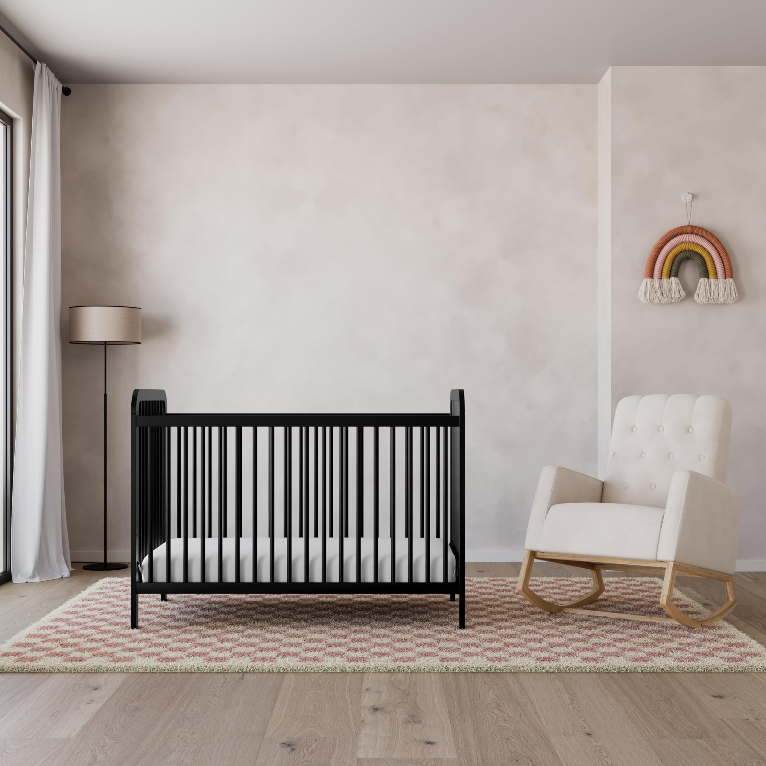 Storkcraft Pasadena 3-in-1 Convertible Baby Crib (Black) – GREENGUARD Gold Certified, Converts to Daybed & Toddler Bed, Fits Standard Full-Size Crib Mattress, Adjustable Height – Perfect for Nursery, Bedroom & Growing Toddlers