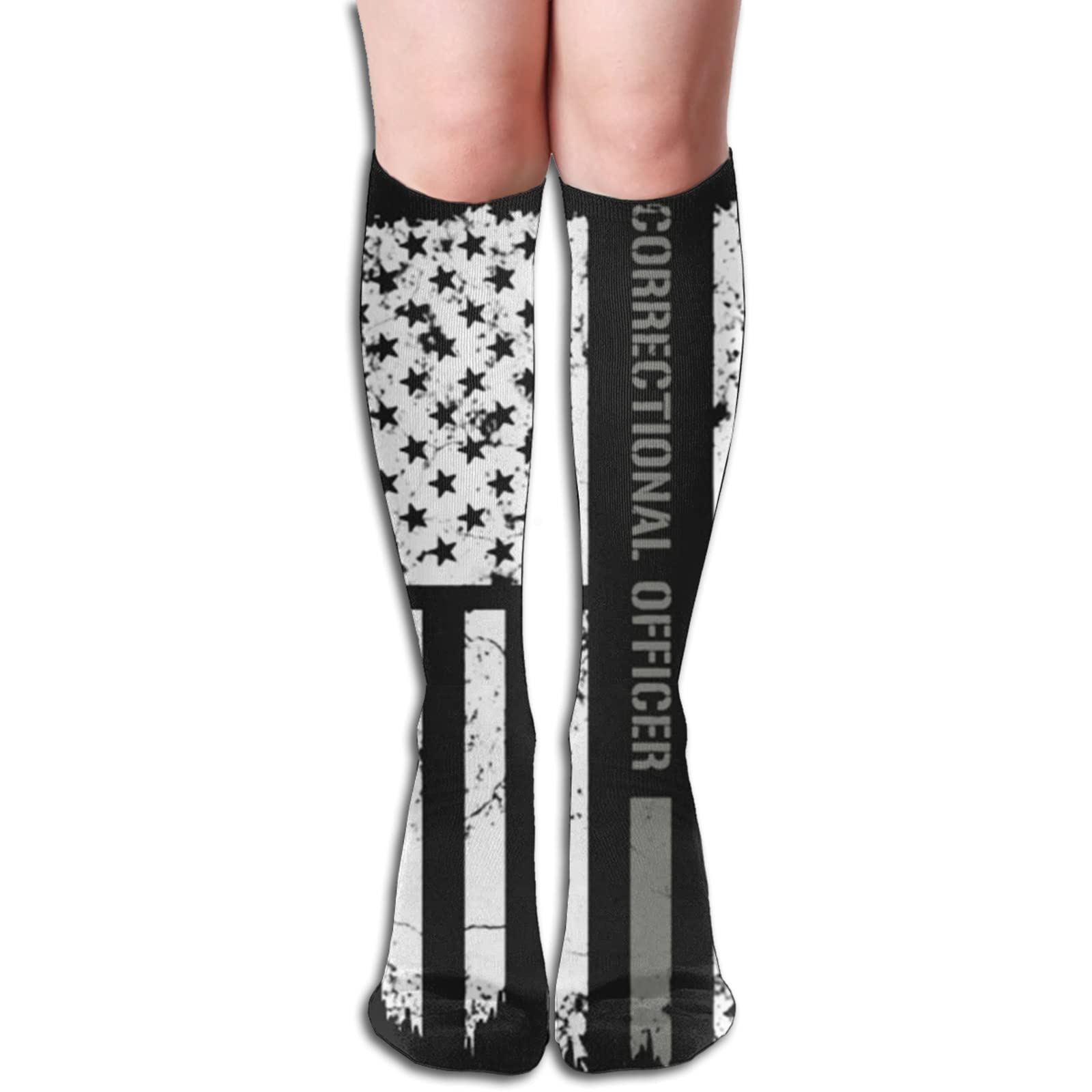 Correctional Officer Knee High Socks for Women - 50cm Novelty Athletic Socks for Work & Casual Wear