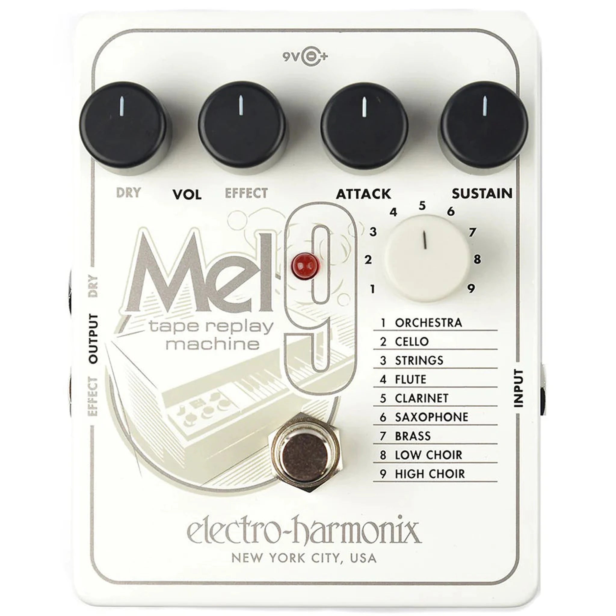 Electro Harmonix MEL9 Tape Replay Machine Guitar Effects Pedal - Vintage Tape Echo & Chorus Sounds for Studio Recording & Live Performances