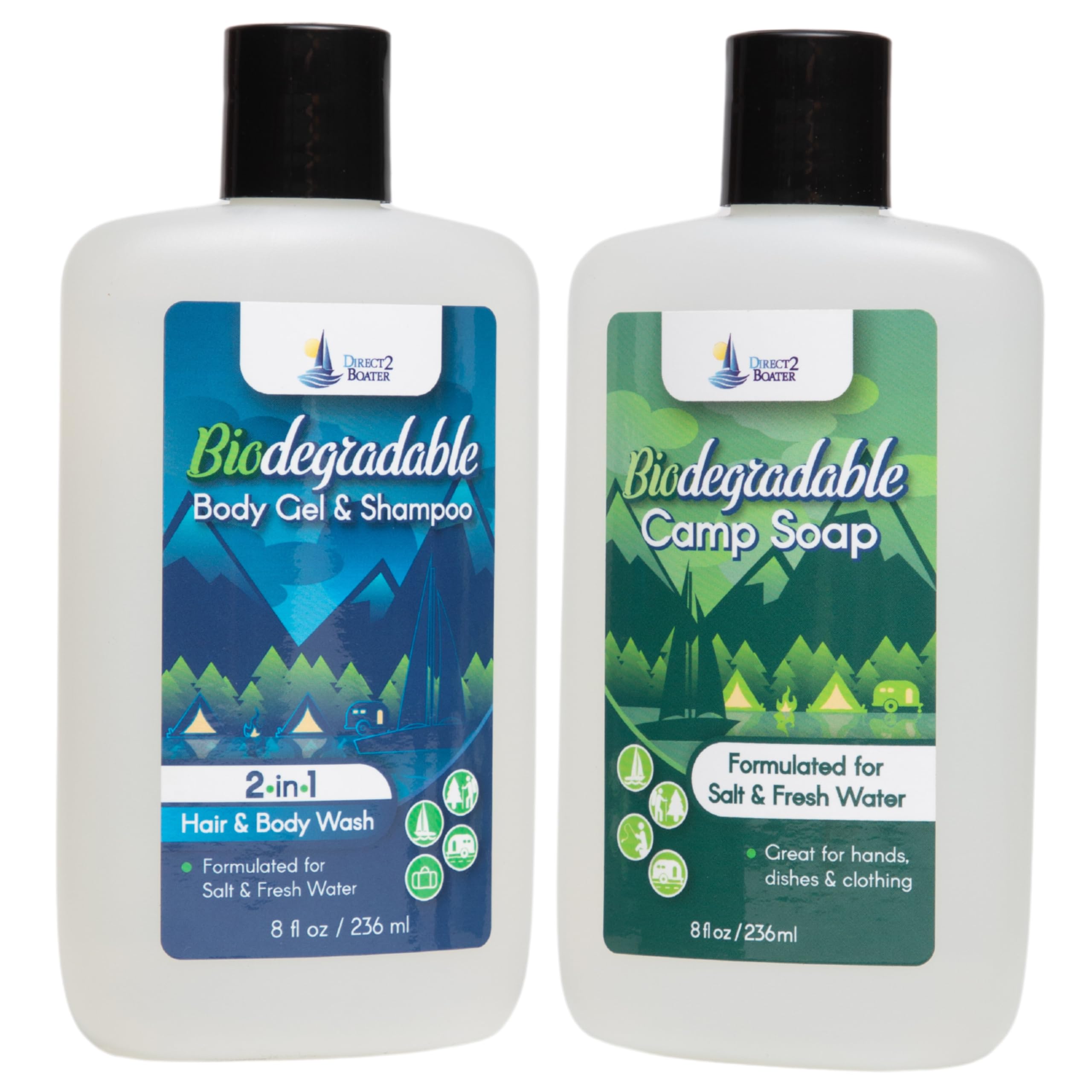 **Eco-Friendly Biodegradable Cleaner - Organic 8 oz Travel & Camping Soap Kit - No Dyes or Fragrances, Safe for Fresh & Salt Water | Ideal for Outdoor Adventures, Hiking, Backpacking & Sustainable Travel**