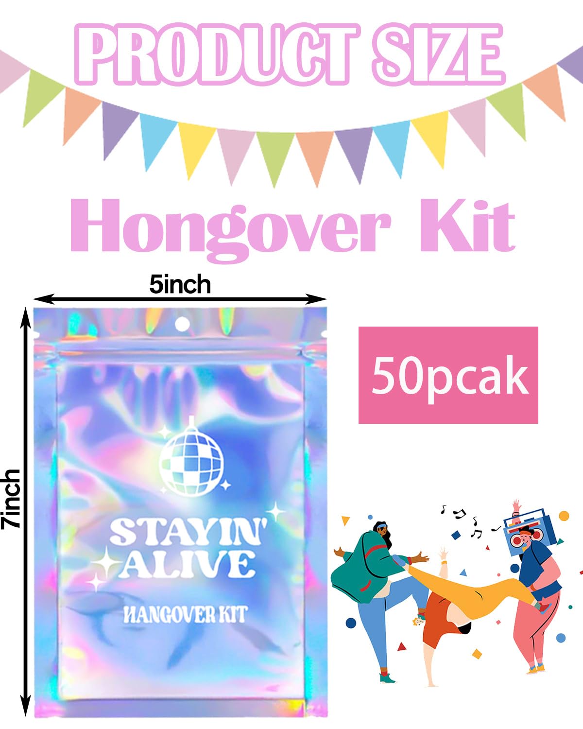 50 Pcs Holographic Bachelorette Party Favor Bags (5