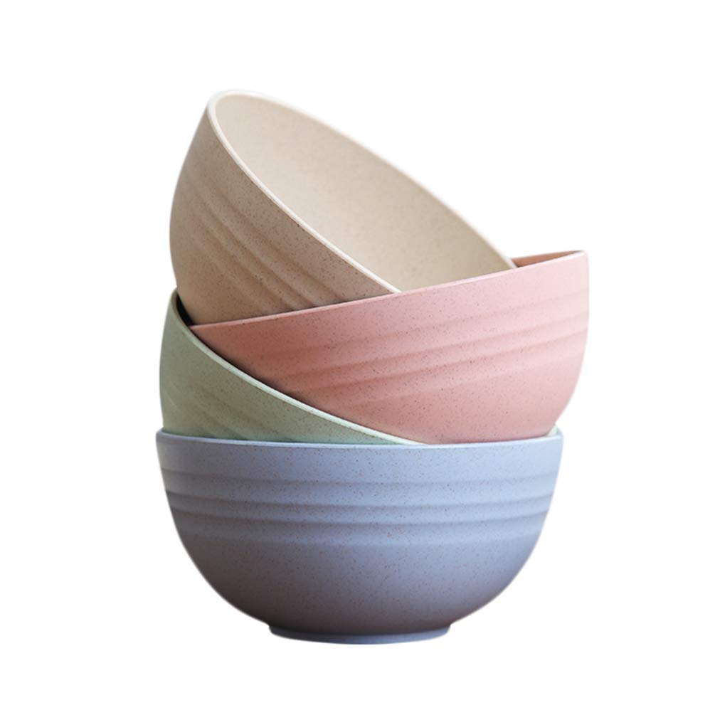 YARNOW Unbreakable Wheat Straw Cereal Bowls - 4 Pack Biodegradable & Lightweight Bowls for Breakfast, Salad, Soup, Noodles, Snacks, Ice Cream - Eco-Friendly Dishware for Home, Office, Picnics & Camping