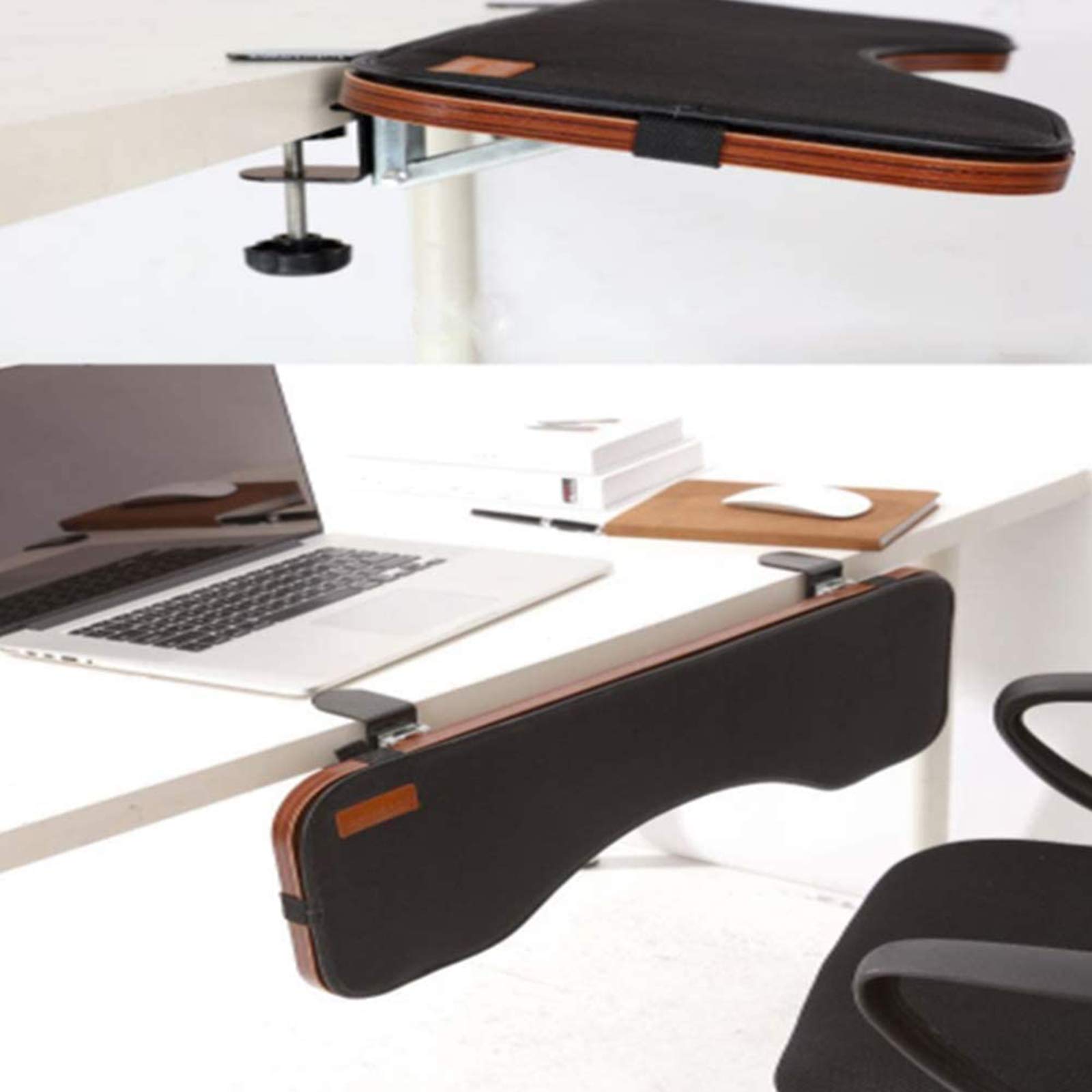 Ergonomic Under Desk Keyboard Tray with Mouse Pad - 10° Adjustable Angle Clamp-On Stand for Computer Workstations | Perfect for Home Office, Gaming Setup & Standing Desk Workstations
