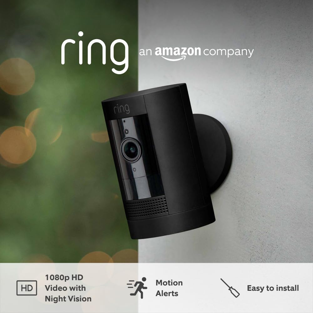 Amazon Ring Stick Up Cam Battery - Black | Alexa & Echo Show 5 (3rd Gen) Compatible Wireless Security Camera | Smart Home Security for Indoor/Outdoor Monitoring