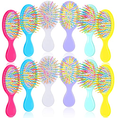 12-Piece Mini Wet Hair Brush Set – Travel Detangling Brush with Soft Bristles for Wet & Dry Hair – Gentle Kids Hair Brush for All Hair Types – Tangle-Free, No Tears or Breakage (Elegant Colors) – Perfect for Travel, Home & Salon Use