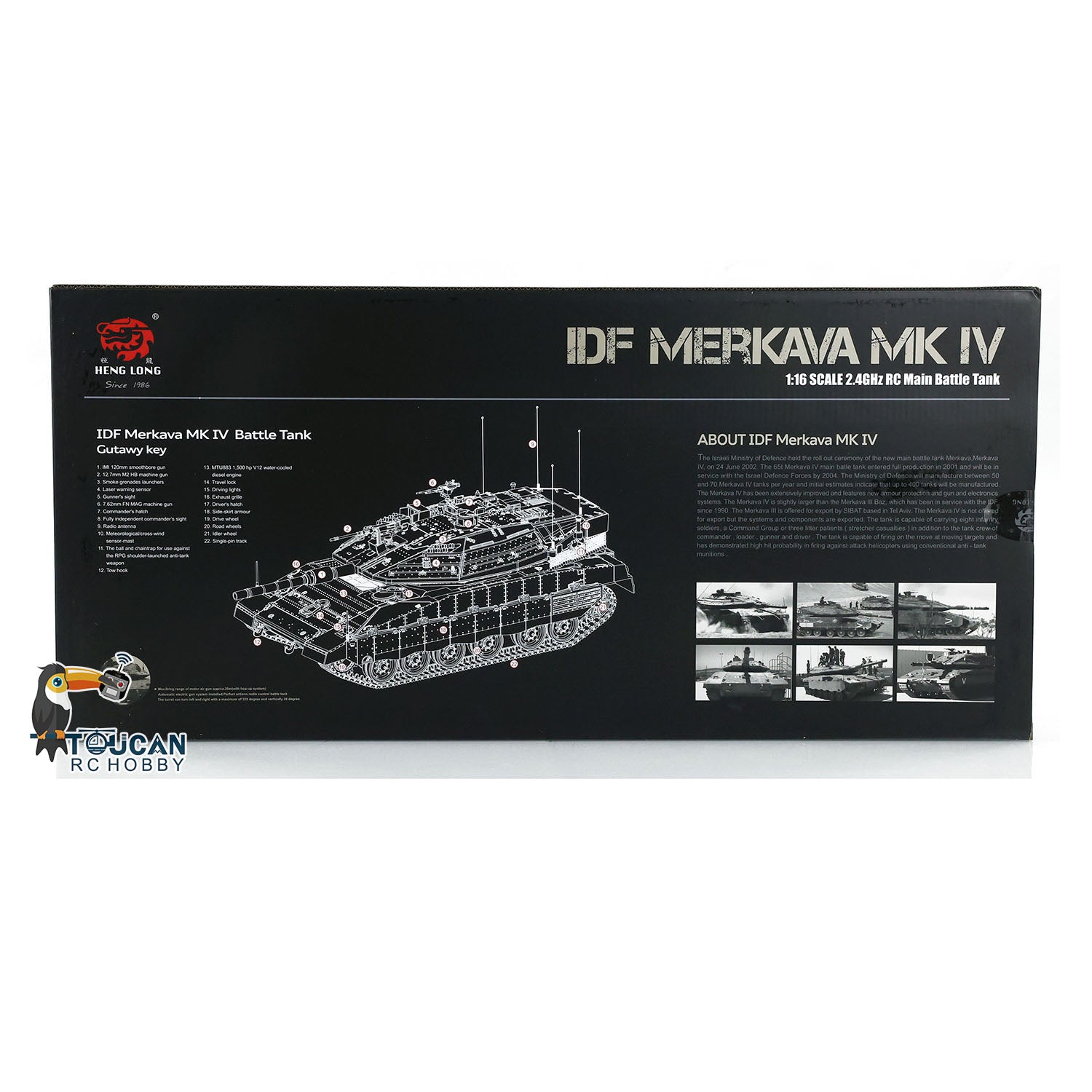 Heng Long 1/16 Scale RC Tank IDF Merkava MK IV - Metal Gearbox, 360° Rotating Barrel & Recoil - Remote Control Military Tank Model for Collectors & Battle Simulation