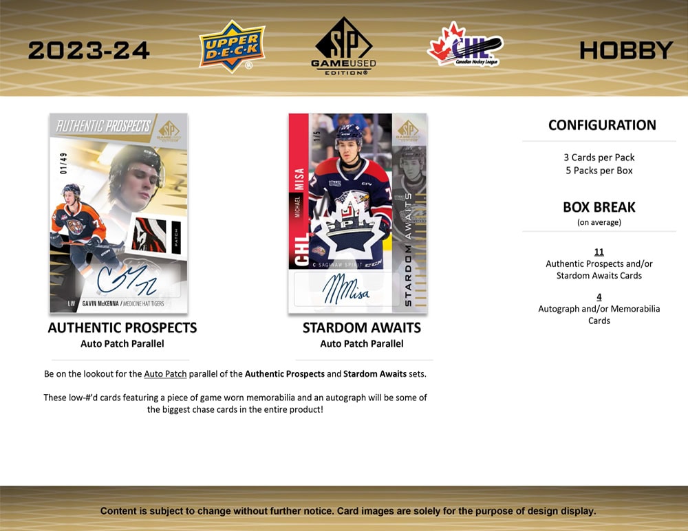 2023-24 Upper Deck CHL SP Game Used Hockey Hobby Box - Collectible Hockey Cards for NHL Fans & Sports Memorabilia Collectors - Perfect for Trading, Gifting, and Displaying in Your Sports Collection