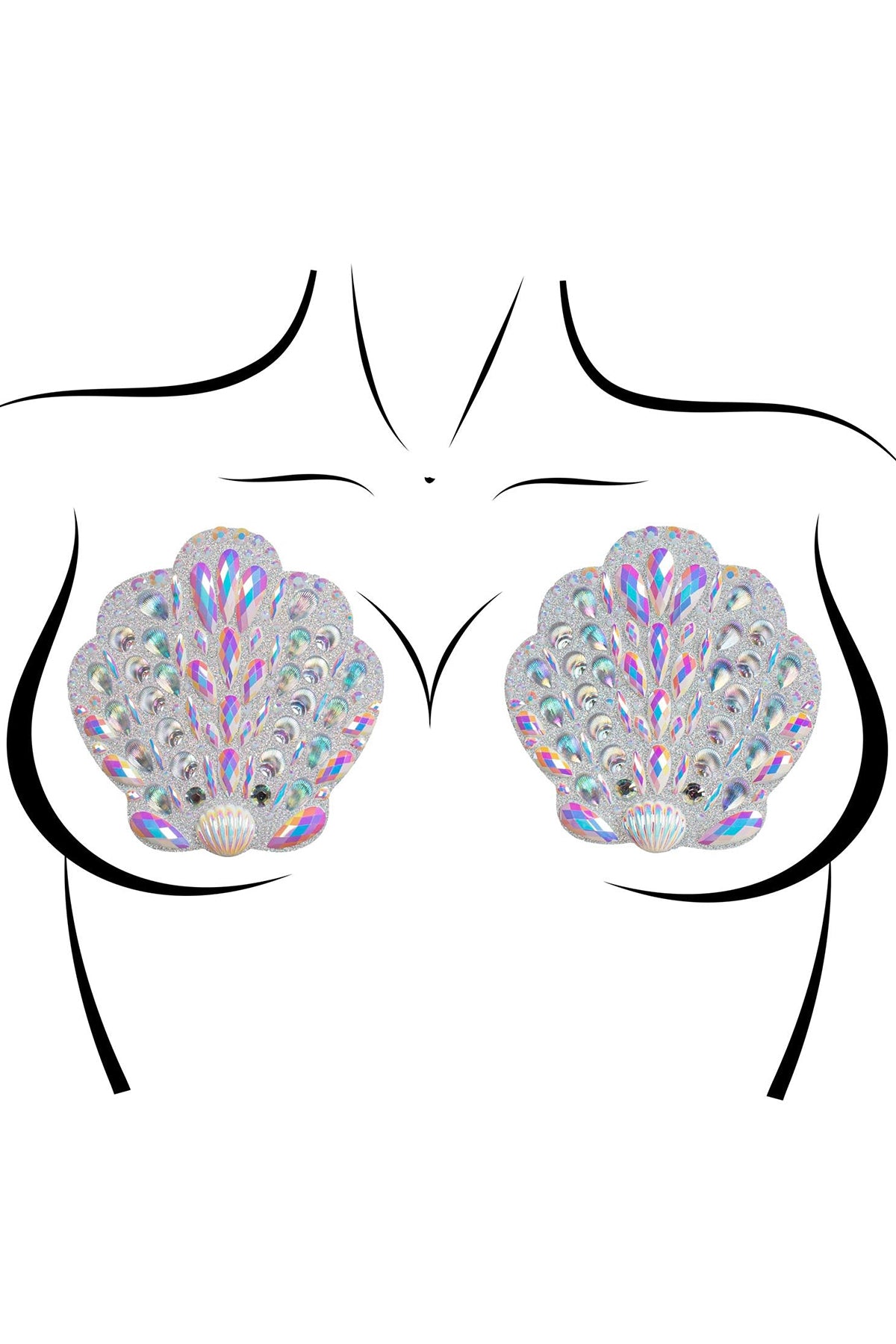 Mermaid Shell Pasties - Self-Adhesive Nipple Covers for Women, Waterproof & Reusable - Perfect for Beach, Pool, Cosplay & Special Occasions