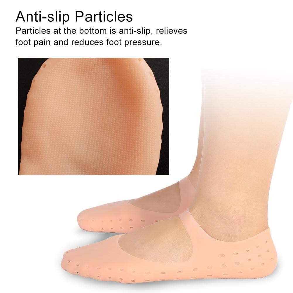 SPAREQUE Moisturizing Gel Socks for Dry Cracked Feet - Anti-Cracking Foot Care Socks with Healing Gel for Women & Men - Perfect for Overnight Foot Treatment & Cracked Heel Repair (Cream Color)