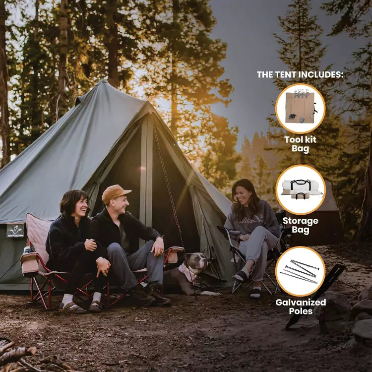 10' Regatta Bell Tent - Waterproof Canvas Camping Tent for Outdoor Adventures, Family Gatherings & Glamping