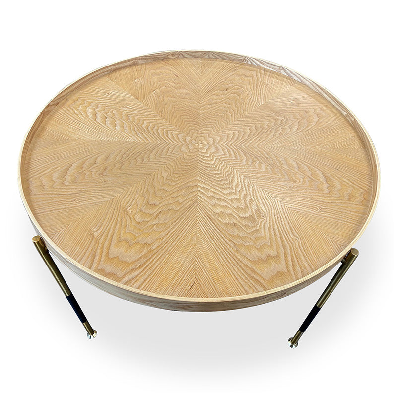 DELTA 65cm Round Coffee Table - Solid Ash Wood Modern Living Room Center Table for Home Decor & Relaxation
