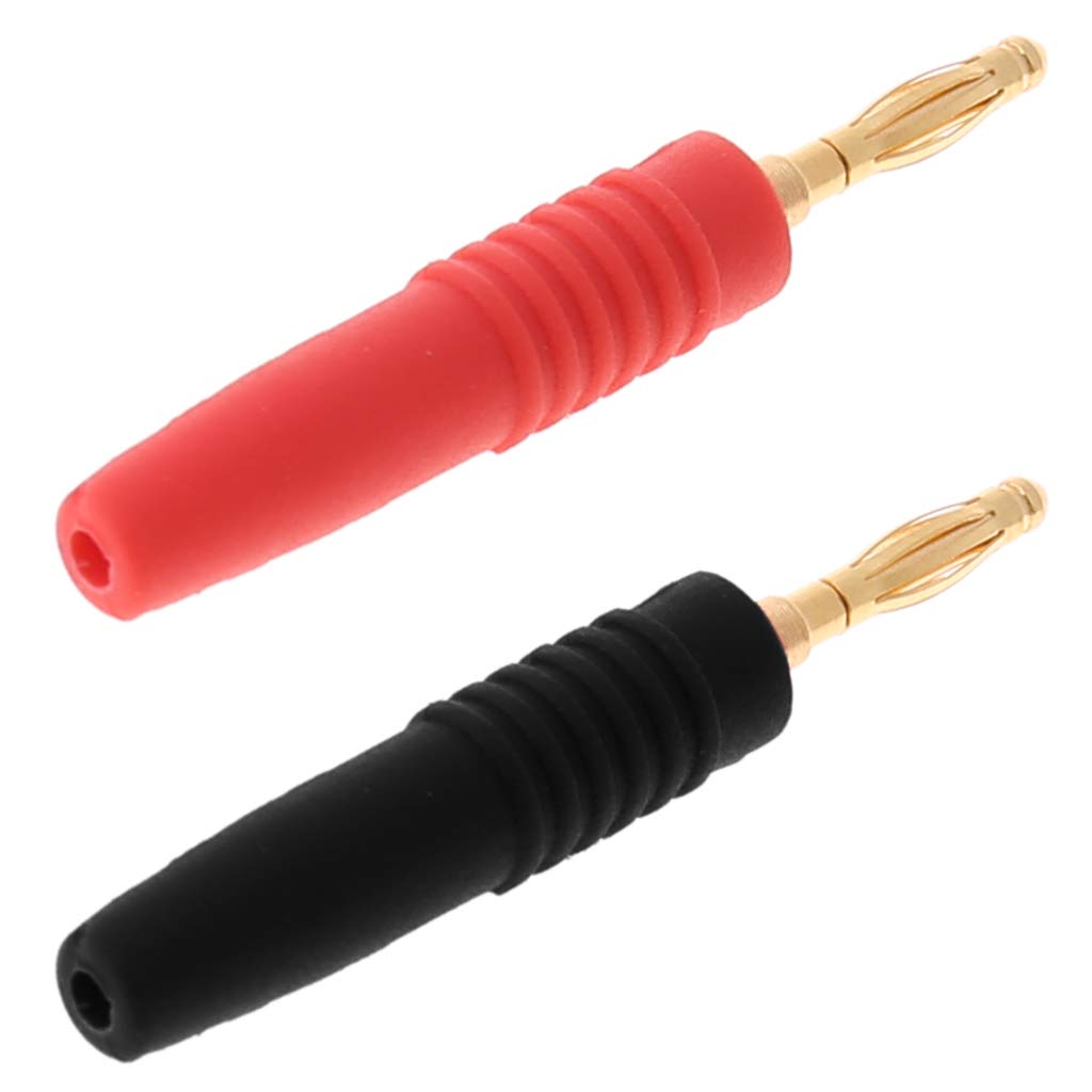 10pcs 2mm Solder Type Male Banana Plug Connectors - Red & Black Speaker Wire Terminals for Audio Equipment, Guitar Amps, and Home Theater Systems
