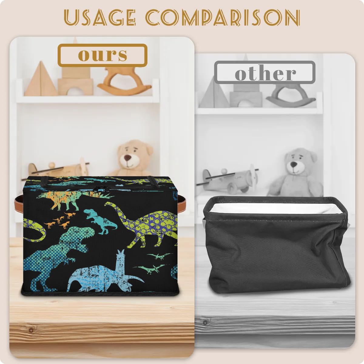 Dinosaur Camouflage Storage Bins with Zipper - 2 Pack for Closet & Shelf Organization