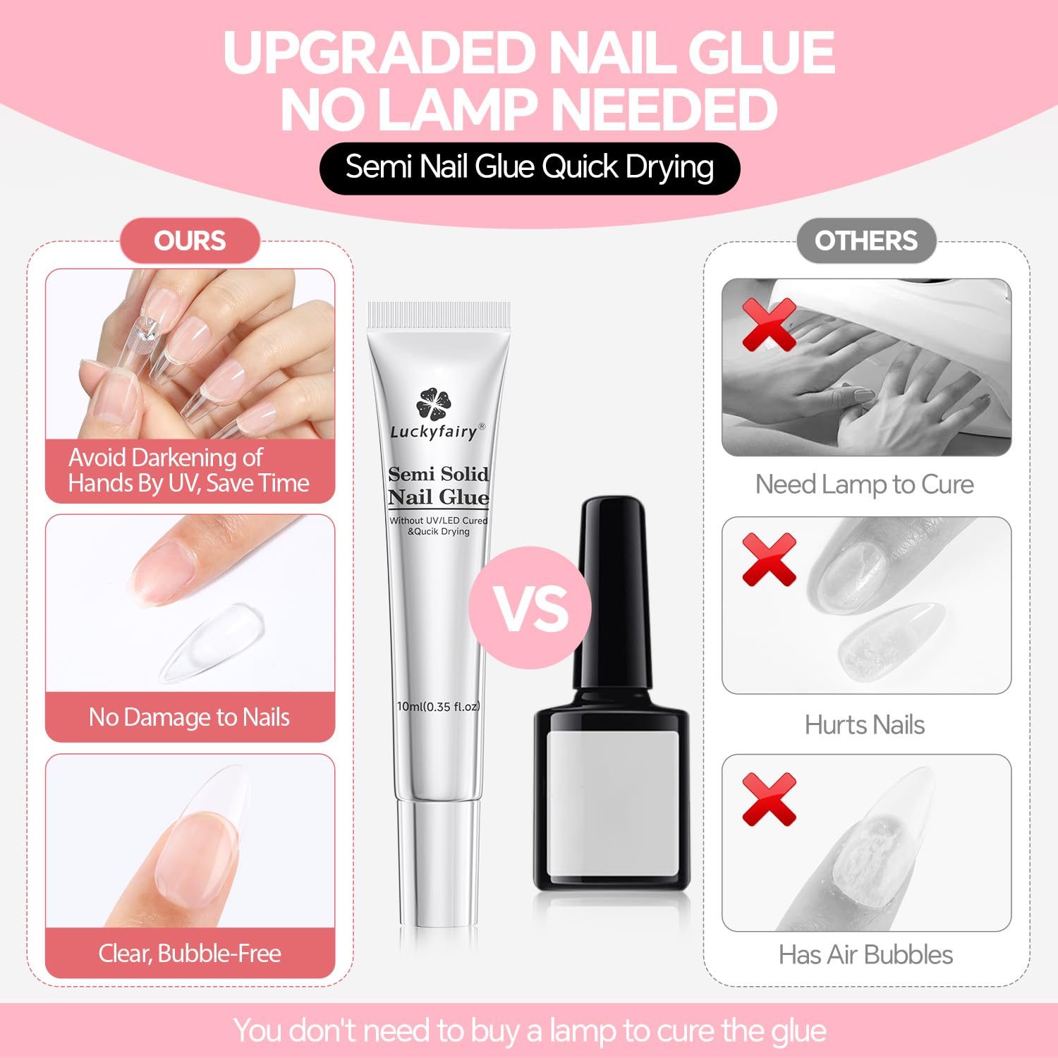 Quick Drying Semi-Solid Nail Glue for Press-On Nails - 2Pcs 10ml Super Strong Adhesive, No UV Light Needed, Long-Lasting Fake & Acrylic Nails Glue Gel - Perfect for Nail Extensions, Manicures & DIY Nail Art at Home
