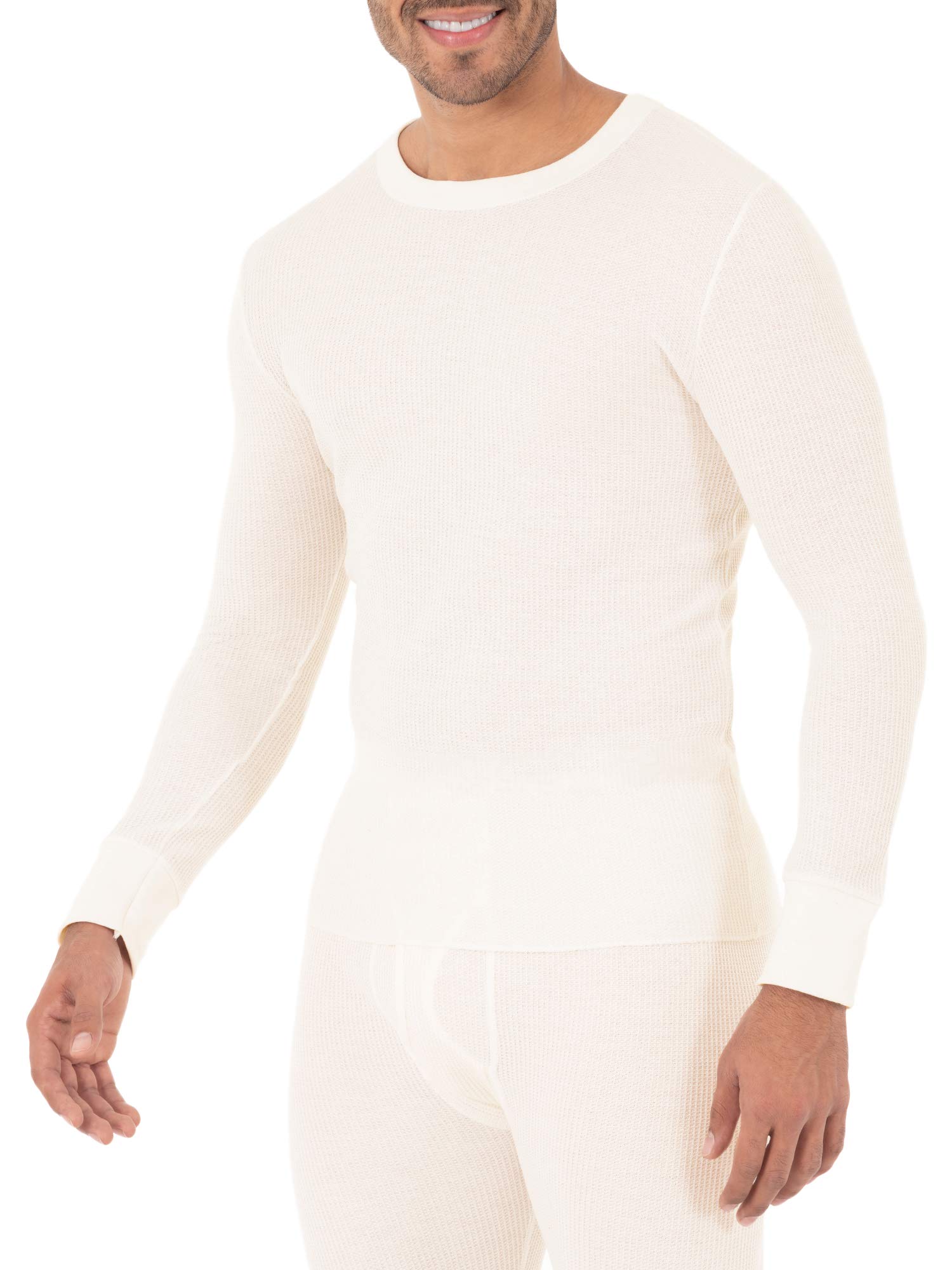 Fruit of the Loom Men's Classic Midweight Waffle Thermal Underwear Crew Top - Warm Winter Base Layer for Outdoor Activities & Cold Weather