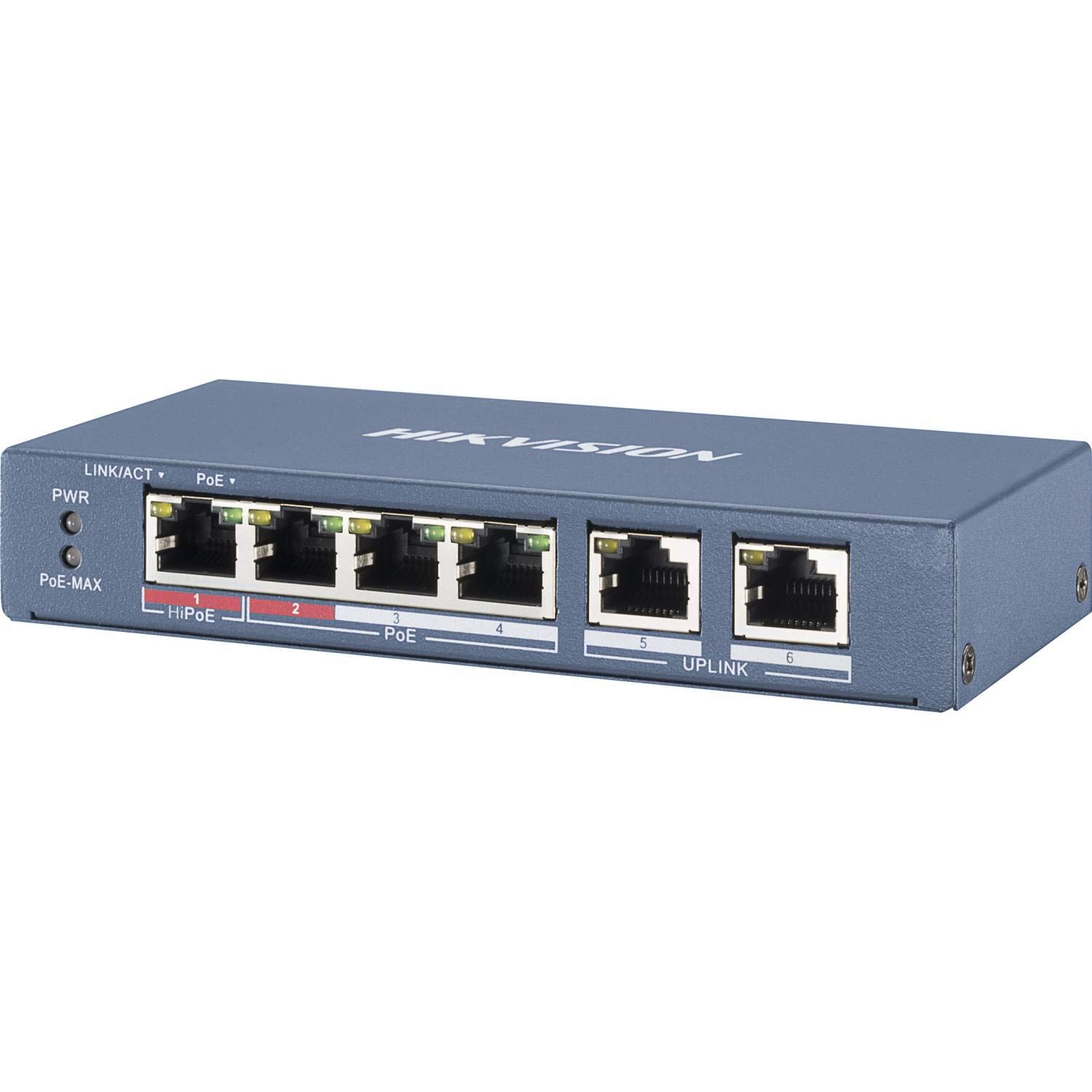 Hikvision DS-3E0106HP-E 6-Port Fast Ethernet PoE Switch | 10/100 Mbps Unmanaged Network Switch with Power Over Ethernet | Ideal for Home Office, Security Cameras & Small Business Networks