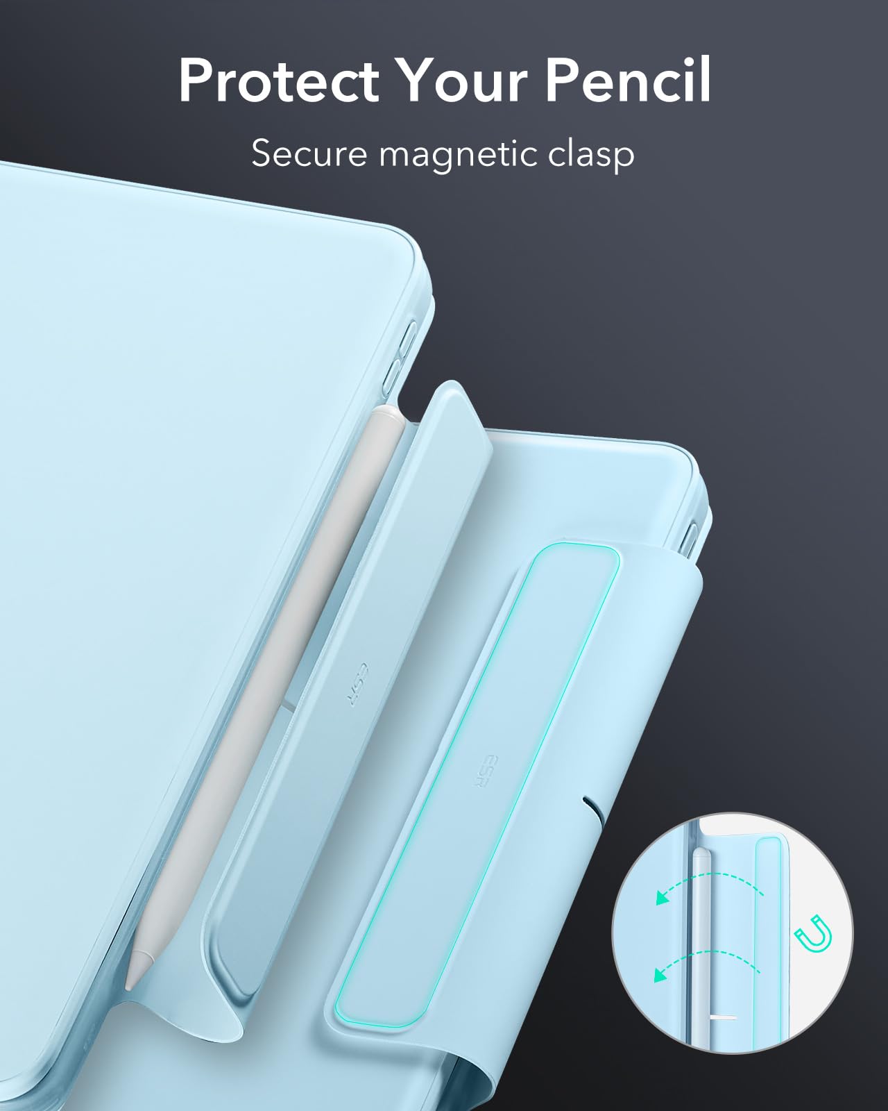 ESR iPad Pro 13 Inch Keyboard Case (M4, 2024) - Magnetic Stand with Easy-Set Portrait & Raised Modes | Rebound 360 Series | Removable Protective Cover | Blue | Perfect for Work, Study & Travel