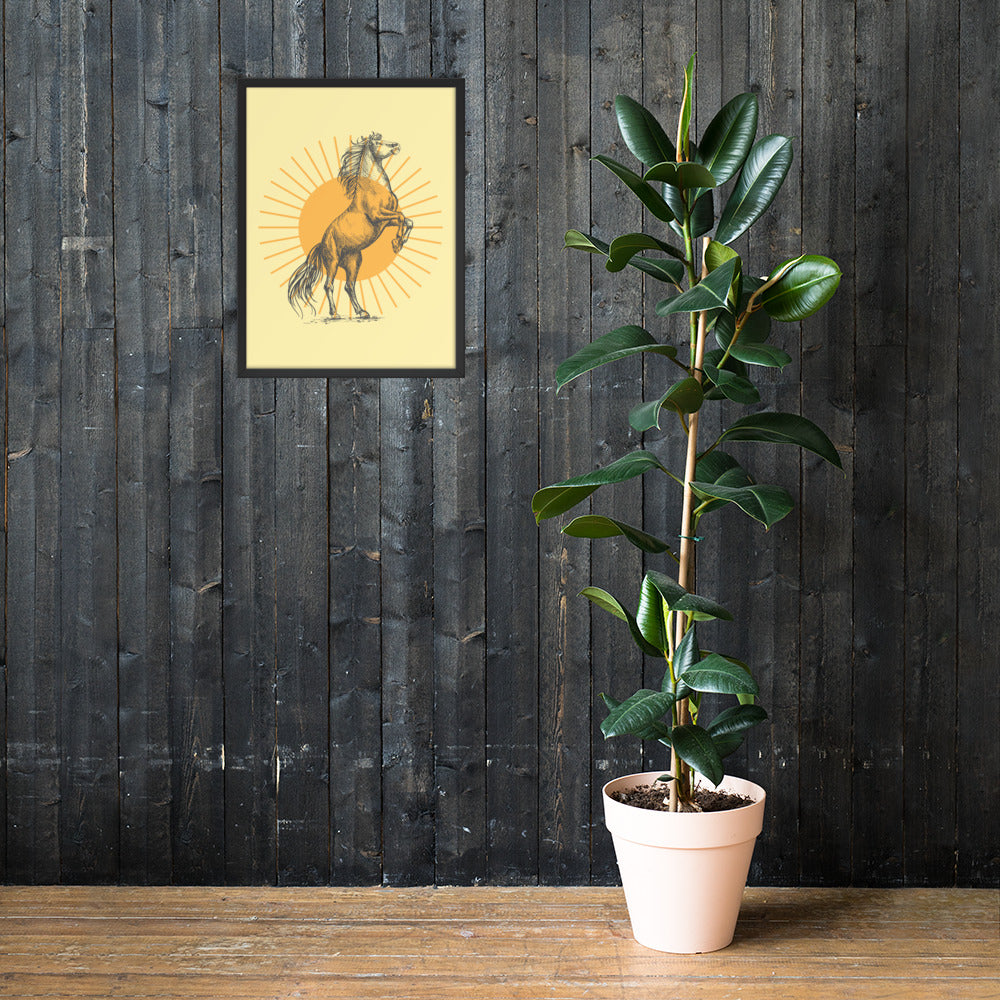 Sunburst Horse Framed Art Poster - Elegant Wall Decor & Home Art for Living Room, Bedroom, or Office