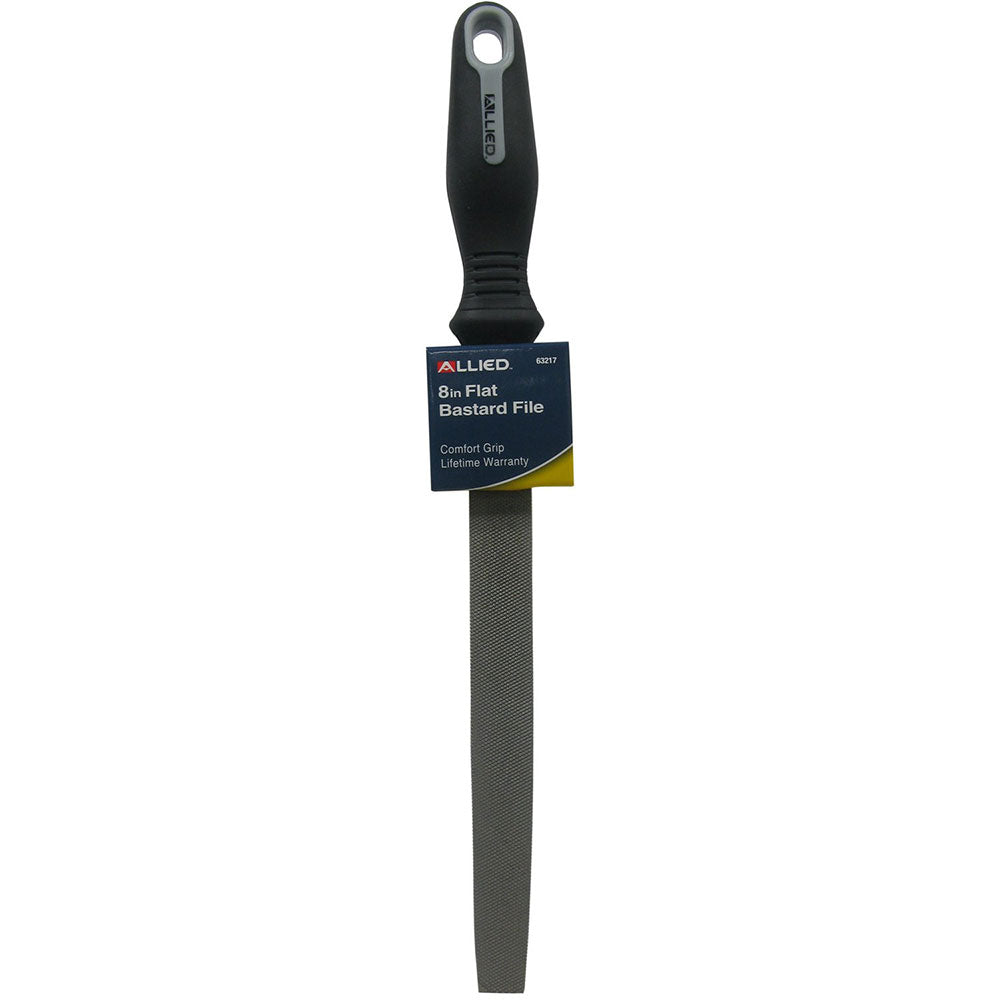 Allied 63217 8-Inch Flat Bastard File with Comfort Grip Handle - Perfect for Metalworking, Woodworking, and DIY Home Projects