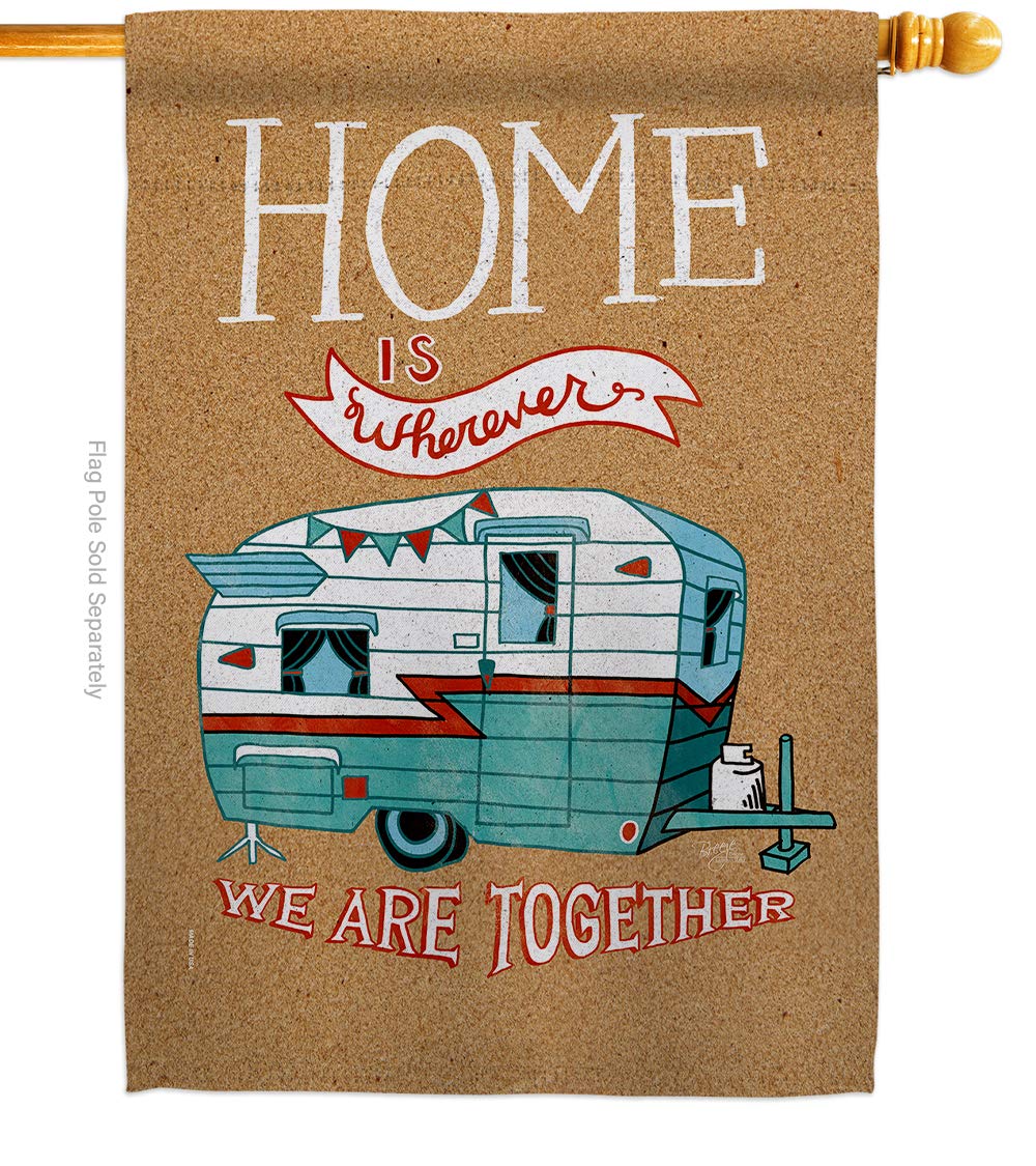 Breeze Decor H109066 Home is Wherever Camper Decorative Vertical House Flag - 28