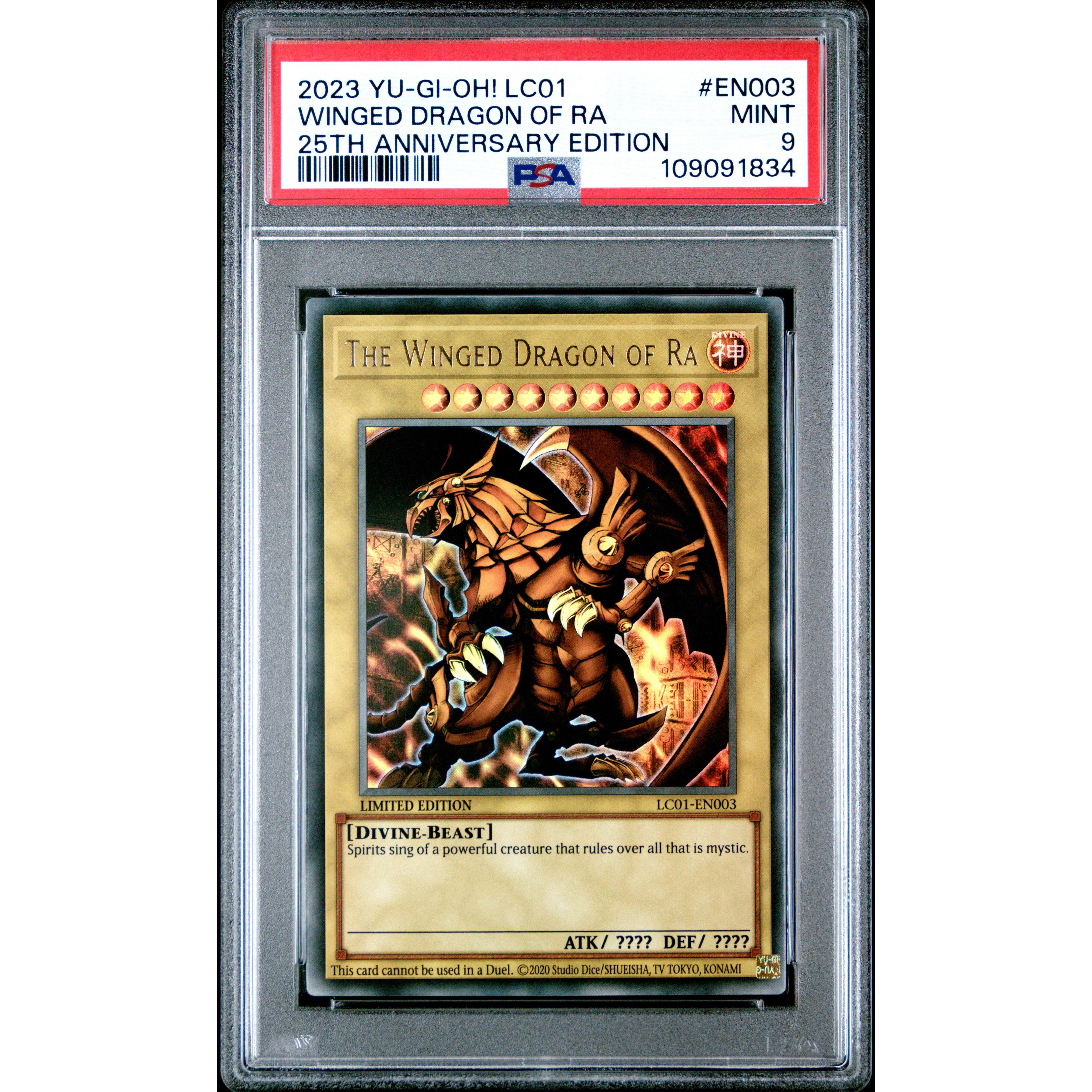 2023 Yu-Gi-Oh! Legendary Collection I Winged Dragon of Ra 25th Anniversary EN003 PSA 9 Graded Card - Perfect for Collectors, Tournaments & Anime Fans