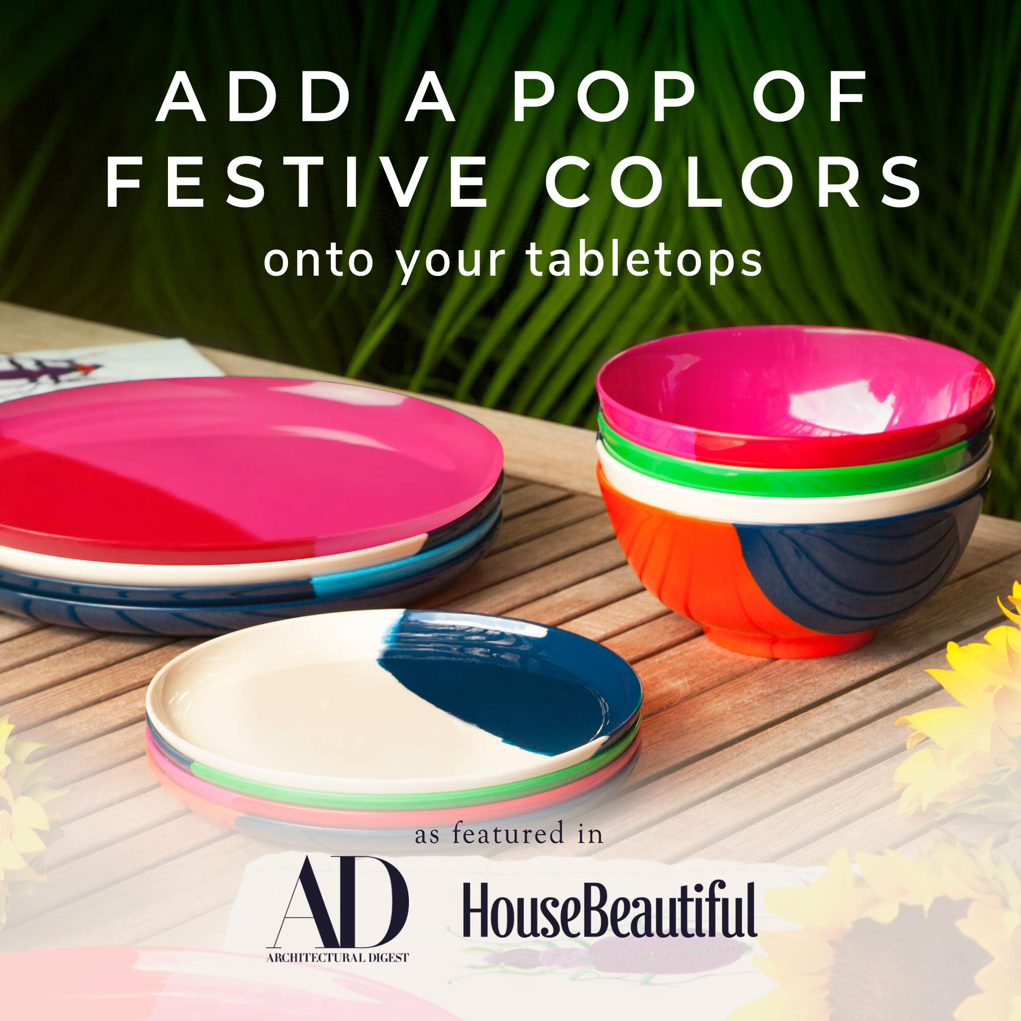 Melamine Dinner Plates Set of 4 - Break & Chip-Resistant, Durable Dishwasher Safe Dinnerware for Indoor & Outdoor Use - Perfect for Picnics, BBQs, and Everyday Dining - Fuchsia/Red