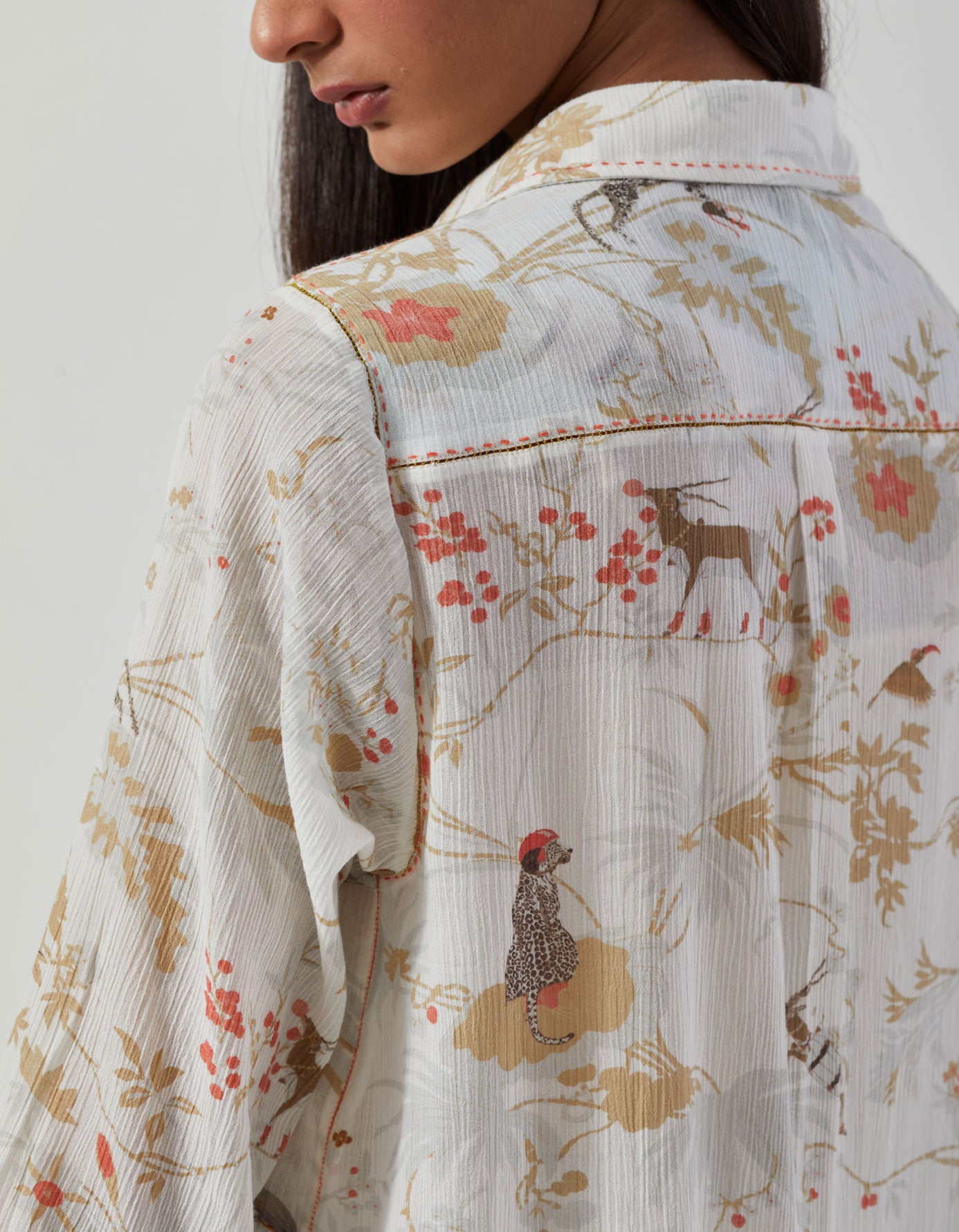 Elegant Usha Dress in Soft Cotton Crepe - Ivory Color for Women | Perfect for Weddings, Parties & Special Occasions