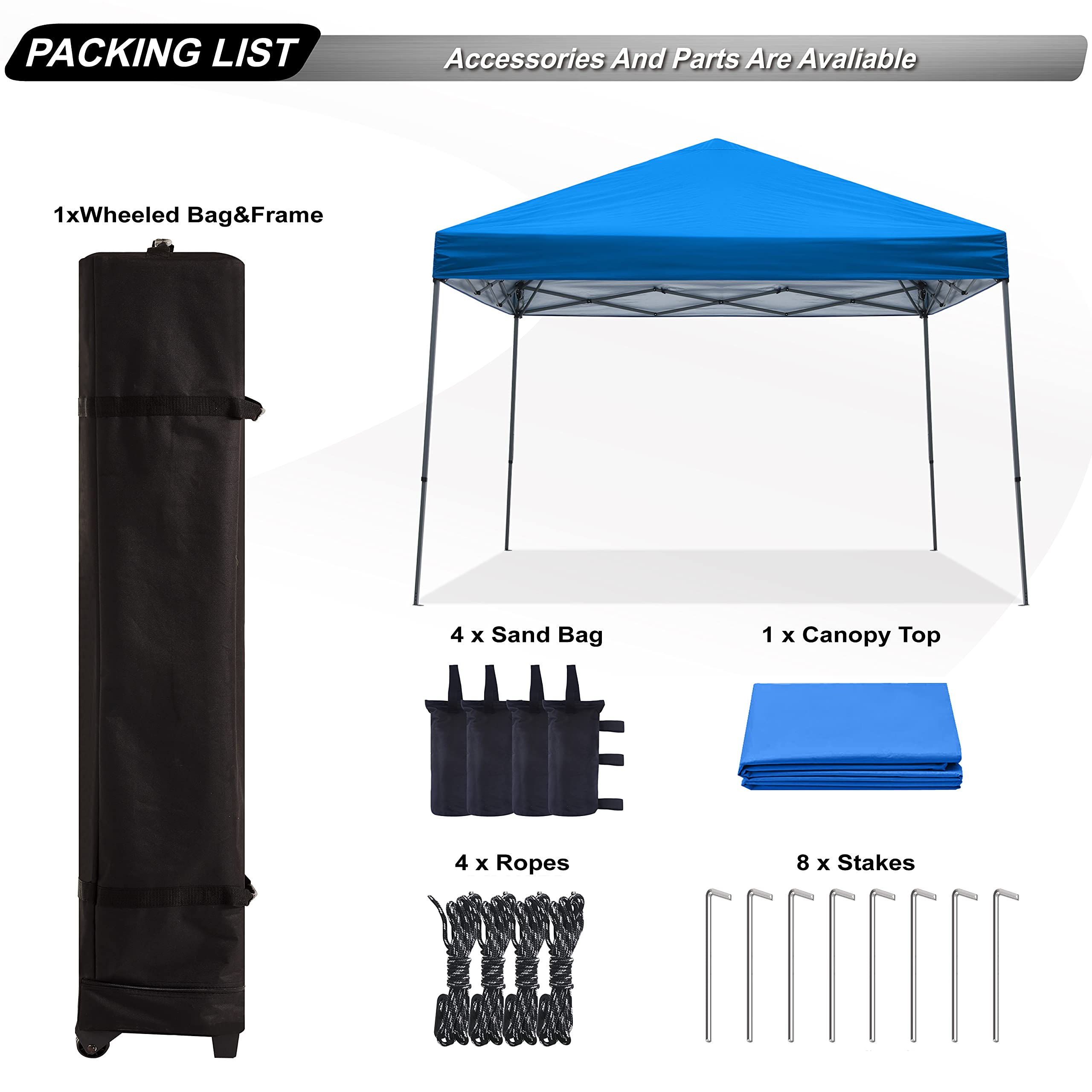 ABCCANOPY Stable Pop Up Outdoor Canopy Tent - Waterproof Instant Shelter for Camping, Beach, Picnic, Backyard Parties & Outdoor Events (Blue)