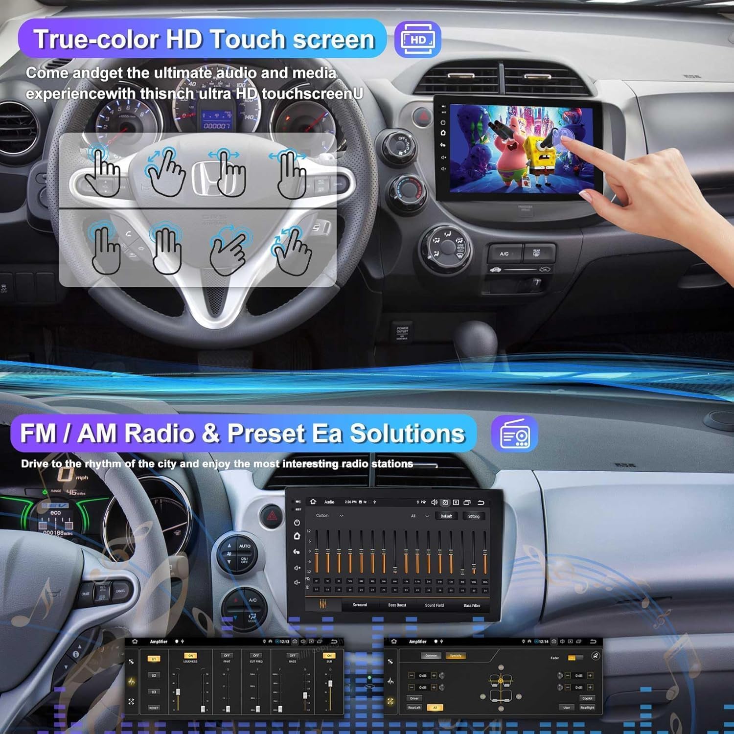 10.1 Inch IPS Touch Screen Car Stereo for Honda Fit 2008-2013 - 4G+64G Android Auto & Wireless CarPlay GPS Navigation System with Bluetooth 5.2/FM/Backup Camera/WiFi/SWC/HiFi - Perfect for Commuting & Road Trips