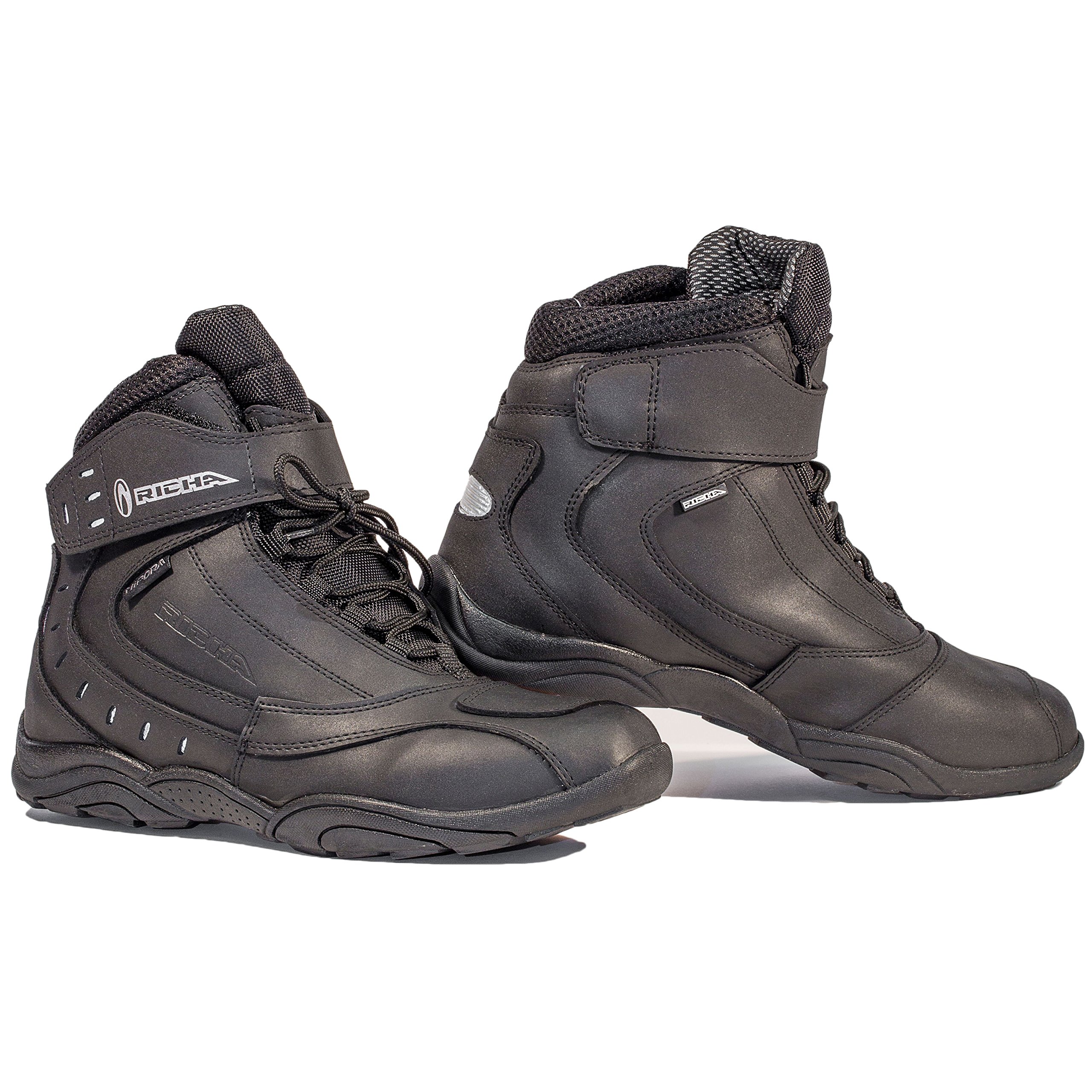 Richa Slick Urban Short Paddock Waterproof Motorcycle Boots for Men - Black Size 45 | Durable Touring & Commuting Riding Shoes for Adventure & City Riding