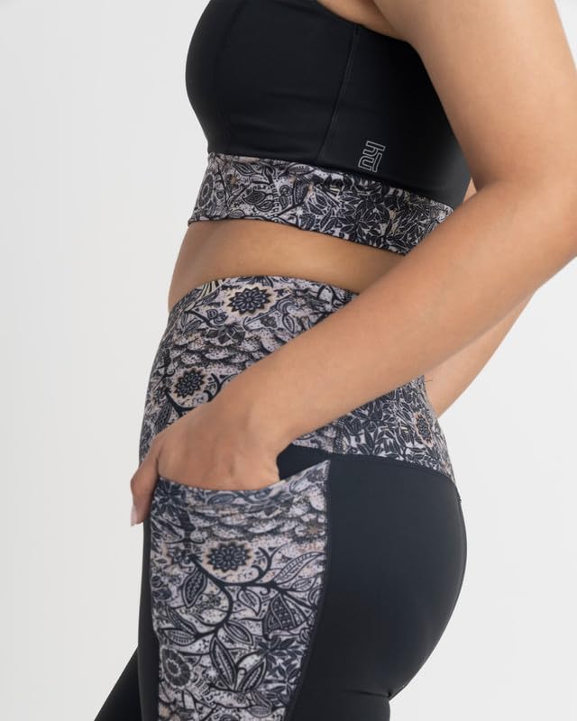 HUNNIT Women's Sports Bra & Leggings Set - 7/8 Length Squat Proof Yoga Pants with 4-Way Stretch & Round Neck Crop Top - Matching Workout Outfit for Gym, Running, Pilates & Yoga