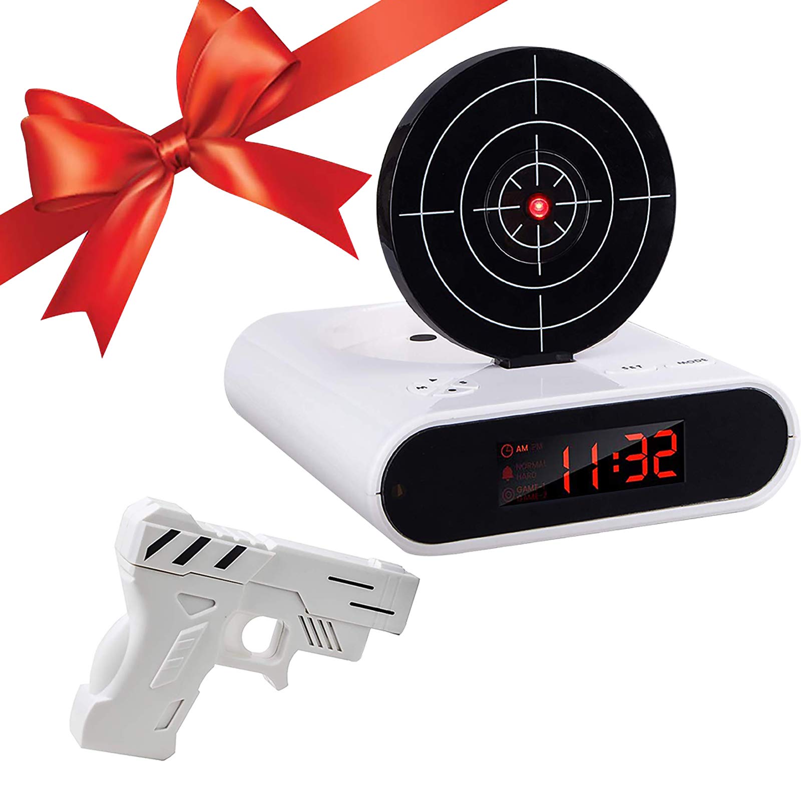 CONPCONP Target Alarm Clock - Electronic Shooting Practice Clock with Gun for Home, Kids & Adults - Black, White, Camouflage Options - Perfect for Bedroom, Office & Shooting Training