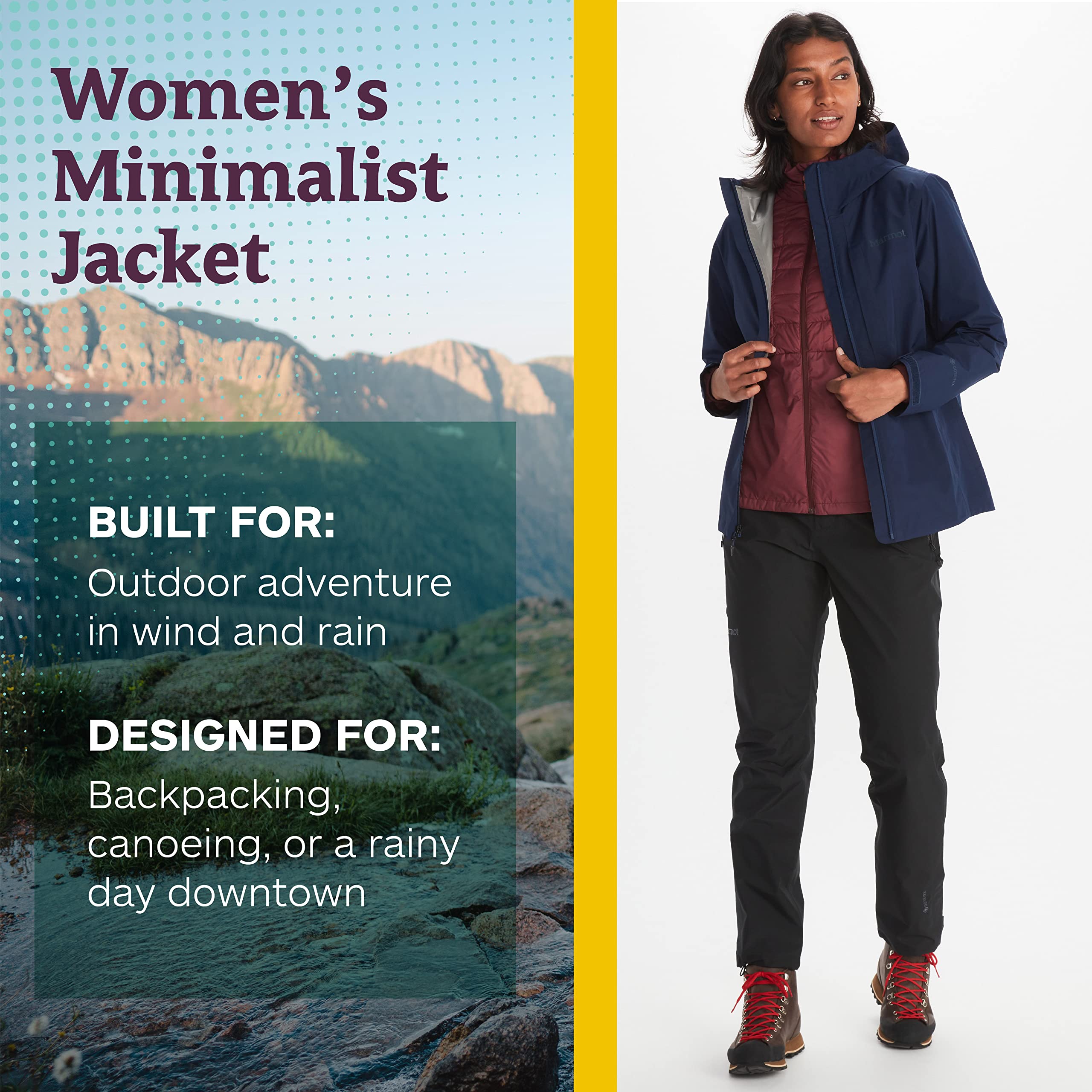 MARMOT Women's GORE-TEX Minimalist Rain Jacket - Lightweight Packable Waterproof Windbreaker, Breathable & Durable Outdoor Shell for Hiking, Camping & Travel