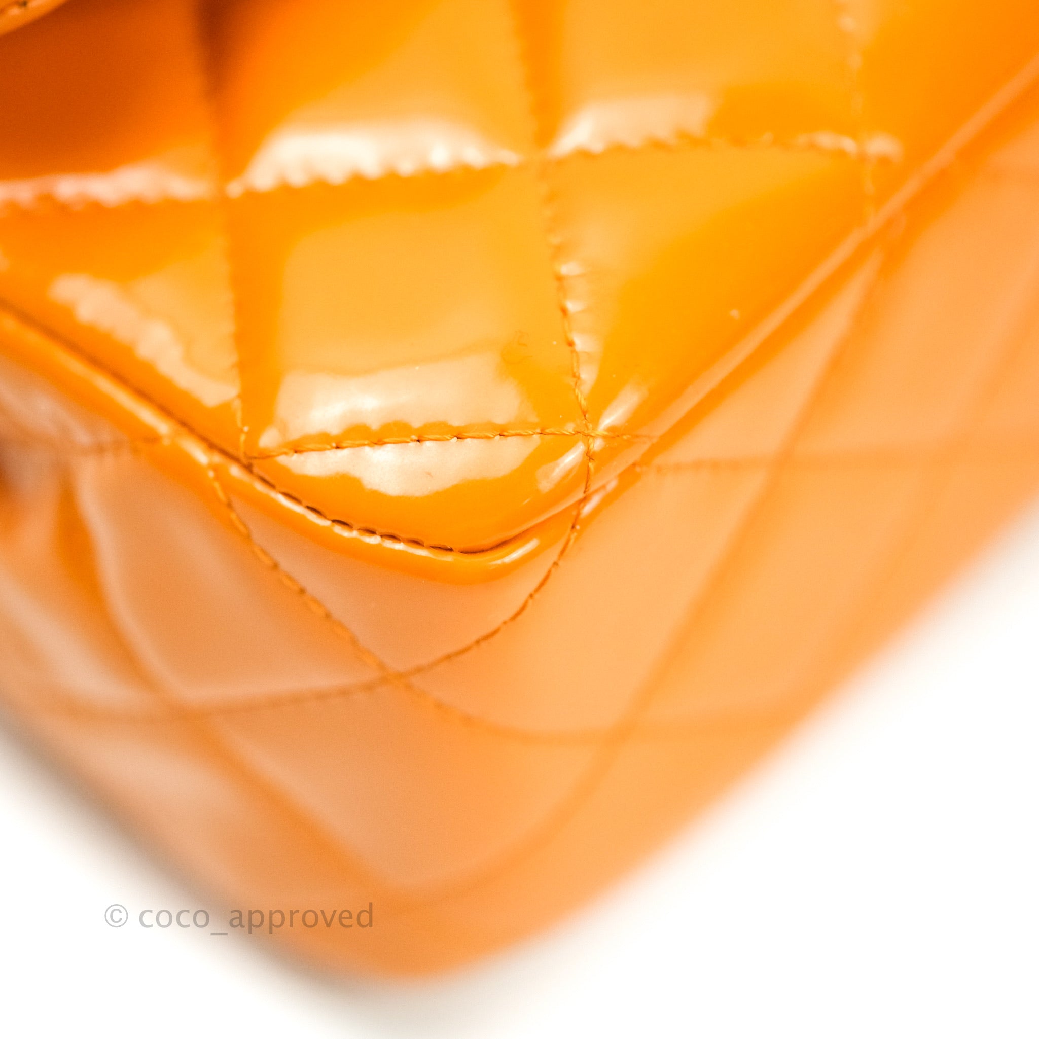 Chanel Classic M/L Medium Double Flap Bag in Orange Patent Leather with Silver Hardware - Perfect for Evening Events & Luxury Fashion Accessories