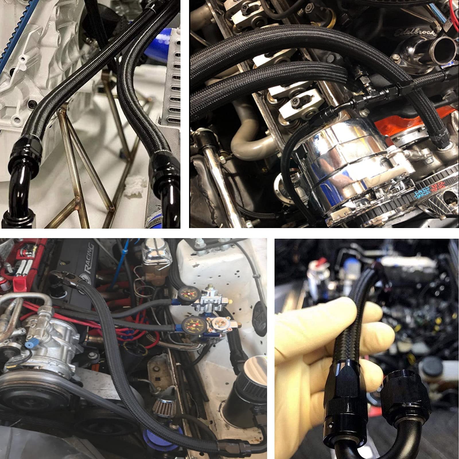 8AN 20FT PTFE Fuel Line Hose Kit - E85 Compatible Stainless Steel Nylon Braided Fuel Hose with 10PCS Swivel Fittings - High Performance Fuel System Upgrade for Racing, Automotive & Marine Applications